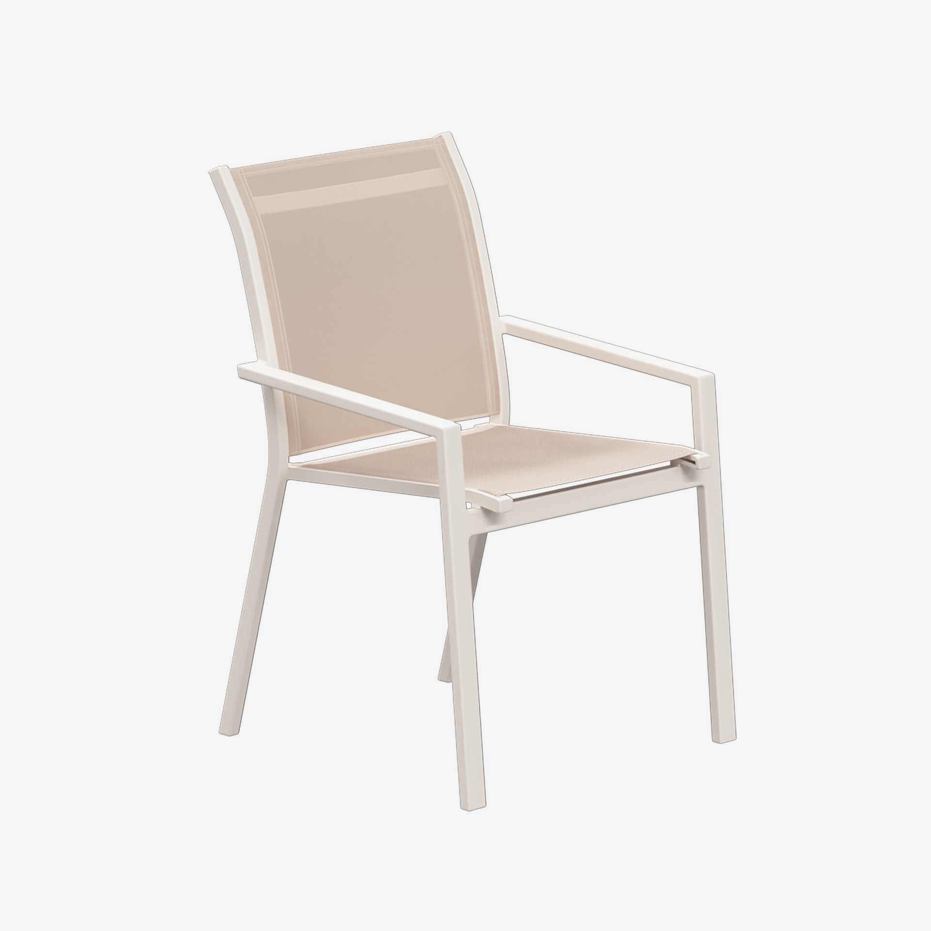 Silla de jard&iacute;n apilable de aluminio crema Essor 56x63x88cm