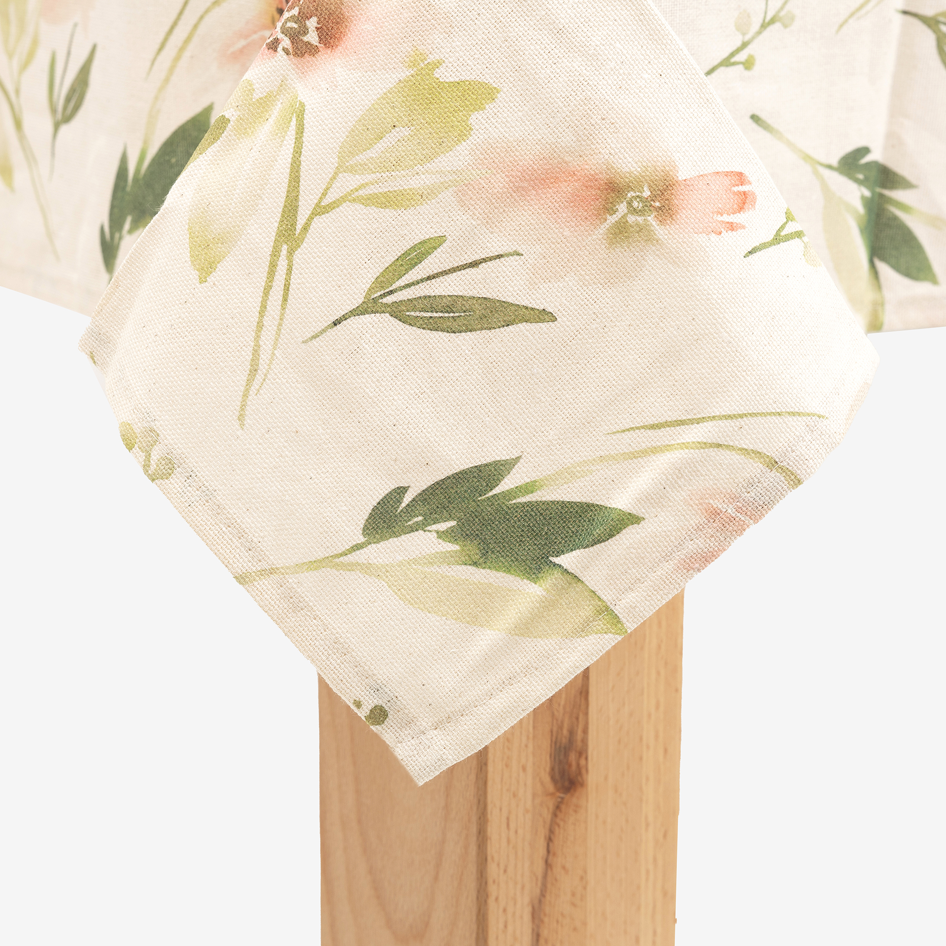 Mantel de algodón reciclado con estampado de hojas 135x200cm