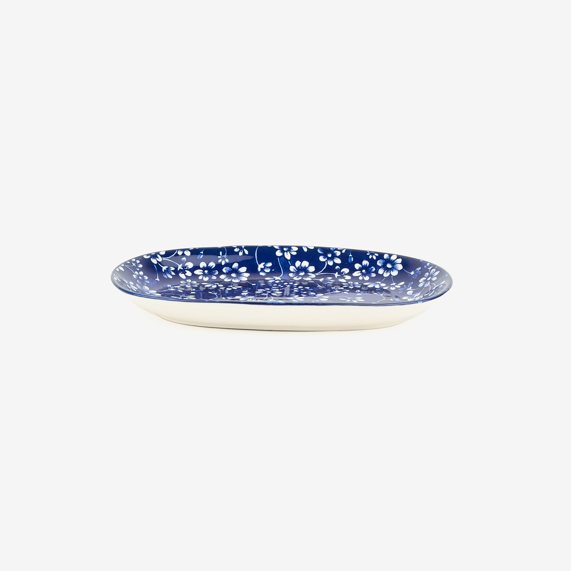 Bandeja ovalada de porcelana azul Nara 23cm
