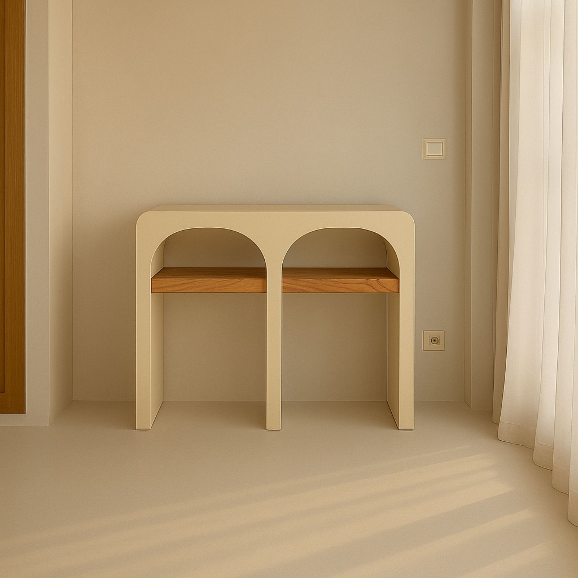 Aparador de microcemento y madera de acacia Kurli 120x35x76cm Clau&Chloe