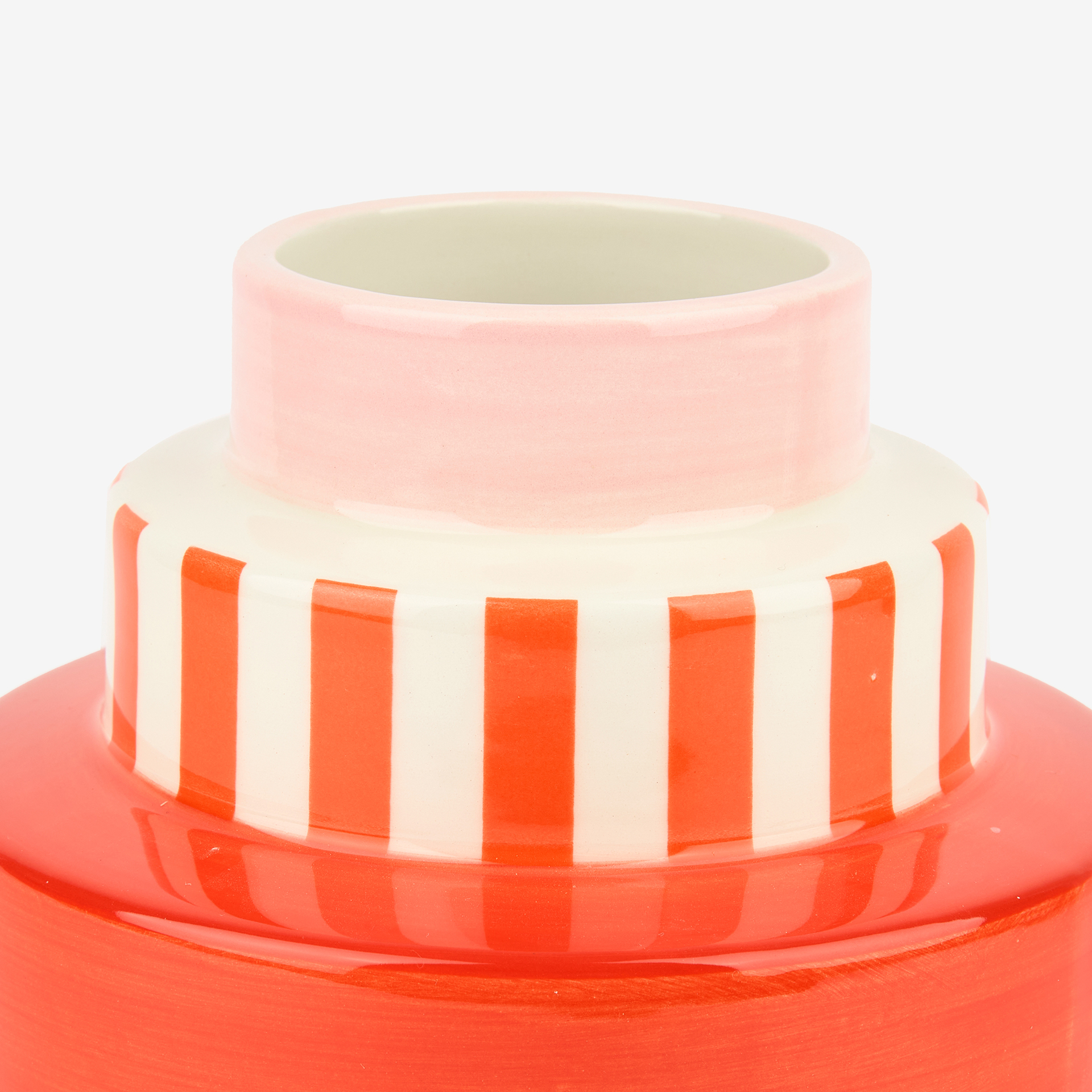 Jarr&oacute;n de cer&aacute;mica rayas naranja Odell &Oslash;15x18cm