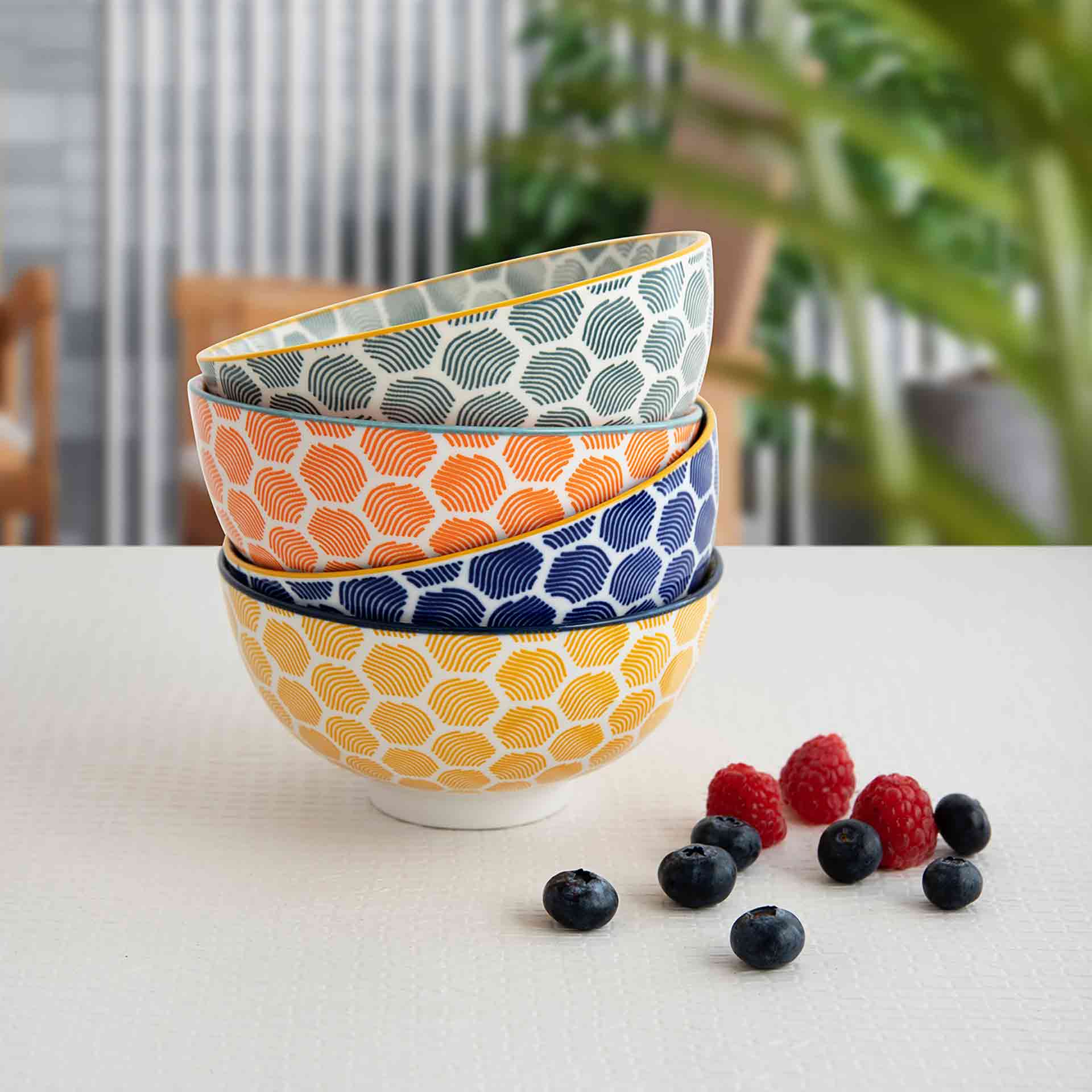 Set de 4 boles de porcelana en varios colores Okinawa &Oslash;13cm