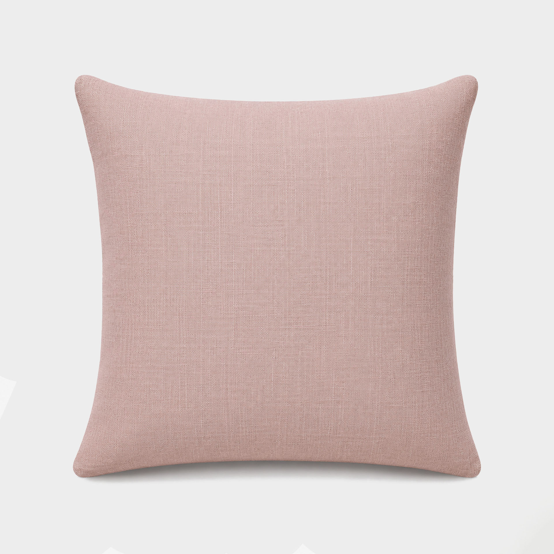 Funda de coj&iacute;n rosa de poli&eacute;ster y lino Bruma 45x45cm