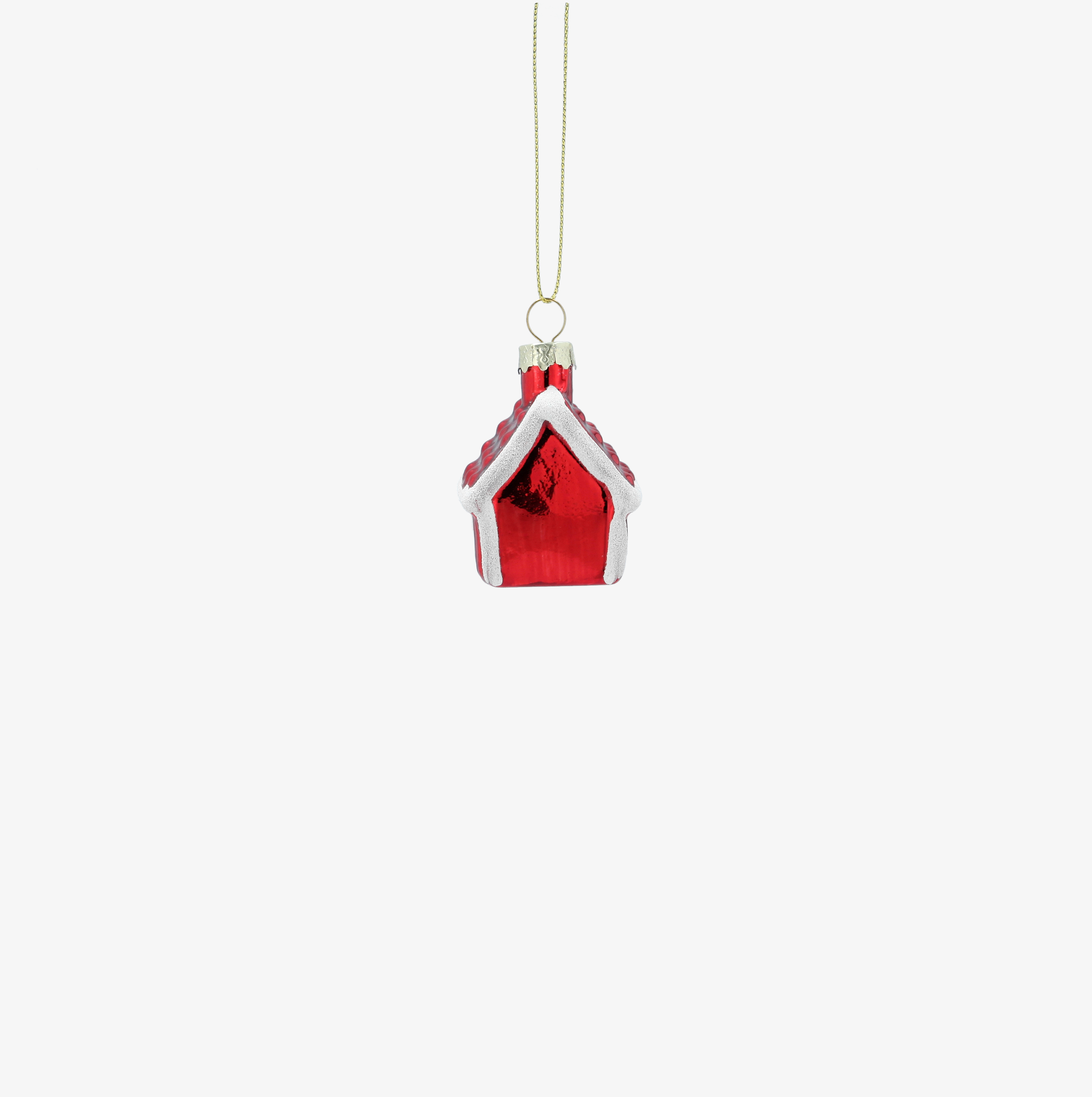 Adorno colgante de casita roja de cristal 8cm