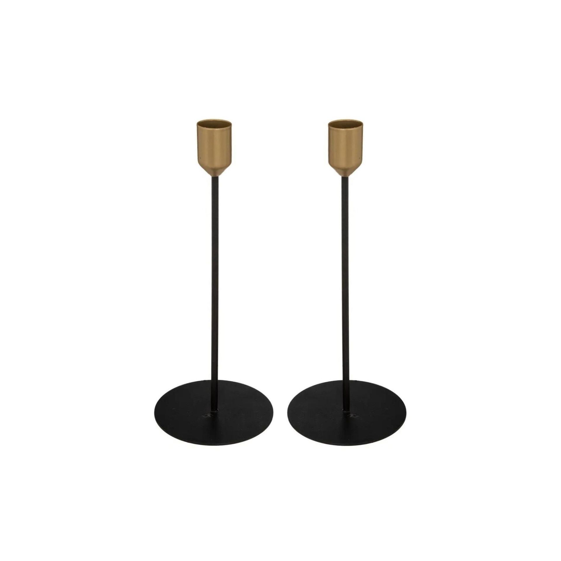 Set de 2 candelabros de metal negro 24cm