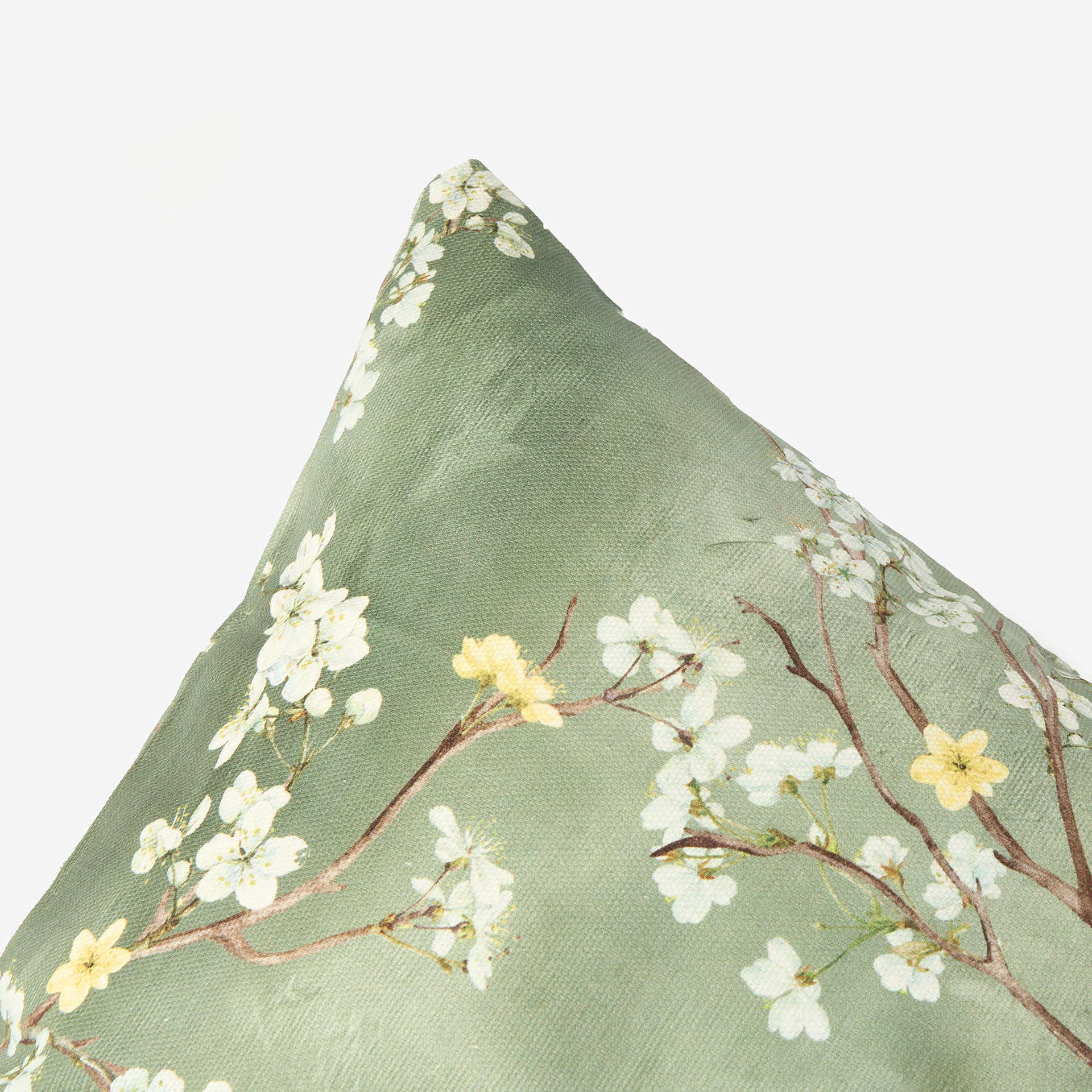 Funda de cojín de algodón verde Sakura 45x45cm