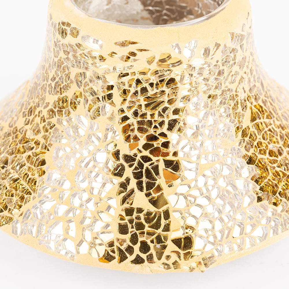 Portavela curvado mosaico oro