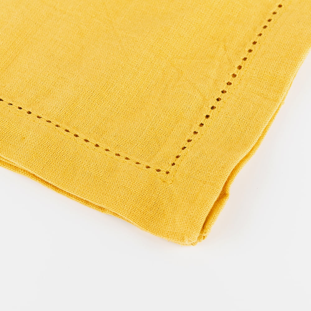 Set de 4 servilletas de algod&oacute;n ocre Chambray 40x40cm