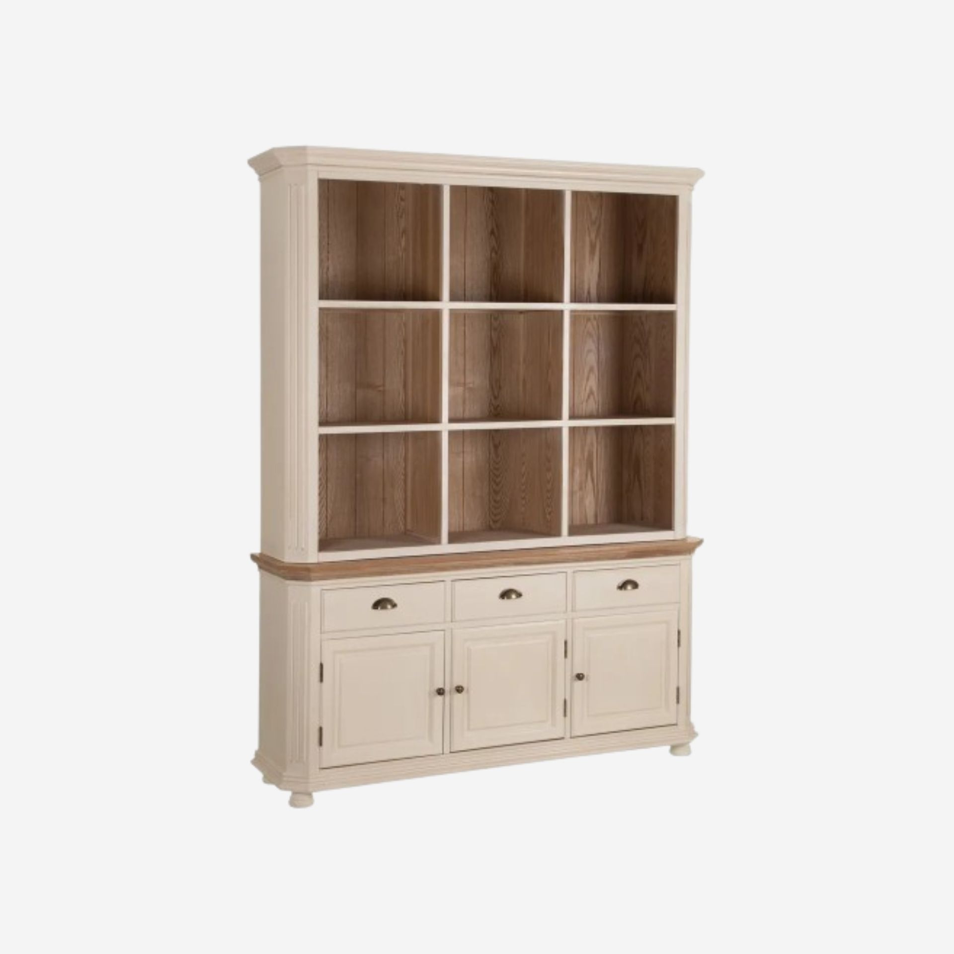 Estanter&iacute;a de madera de paulownia crema Everly 147x39x194cm