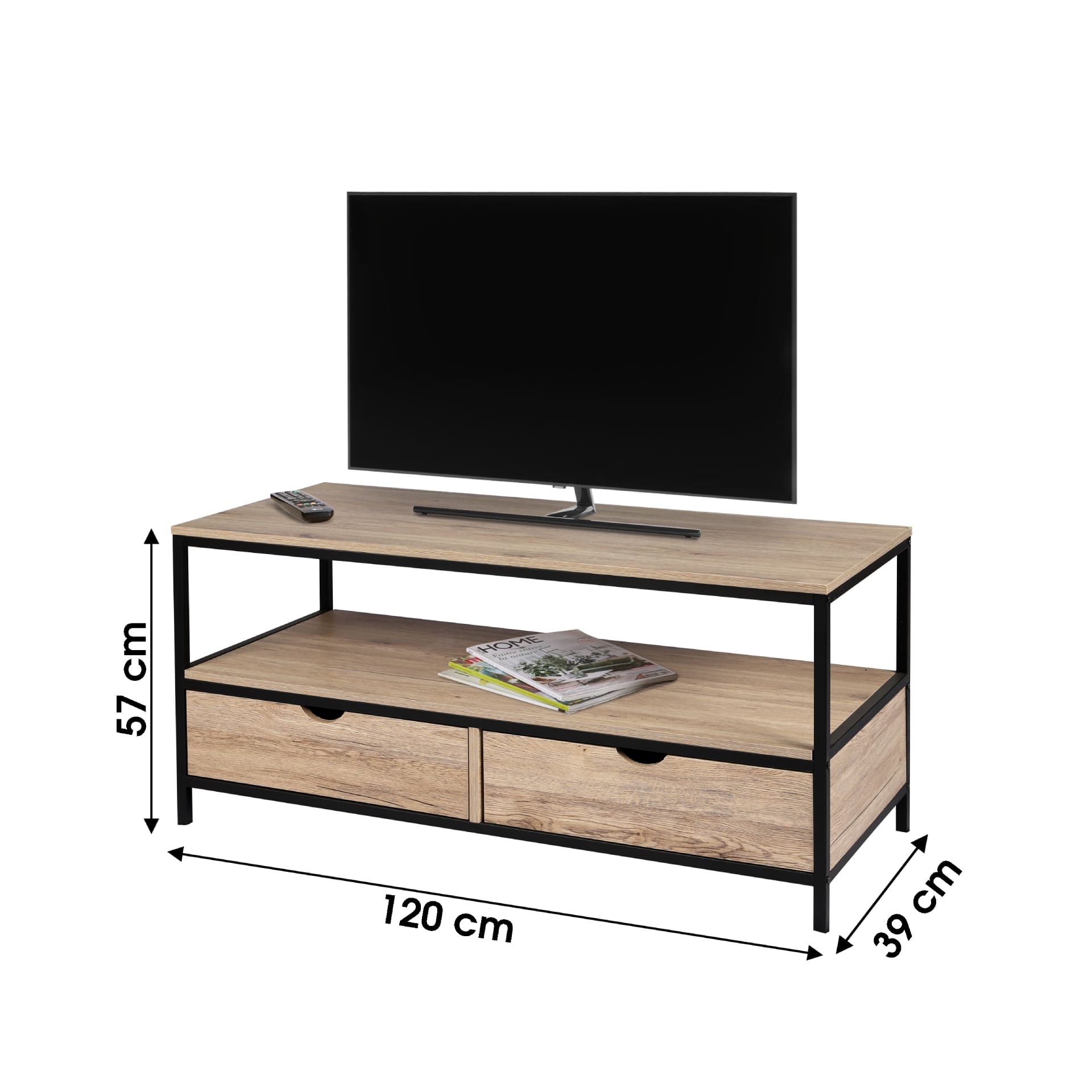 Mueble de TV de aglomerado de madera MDF Madras 120x39x57cm