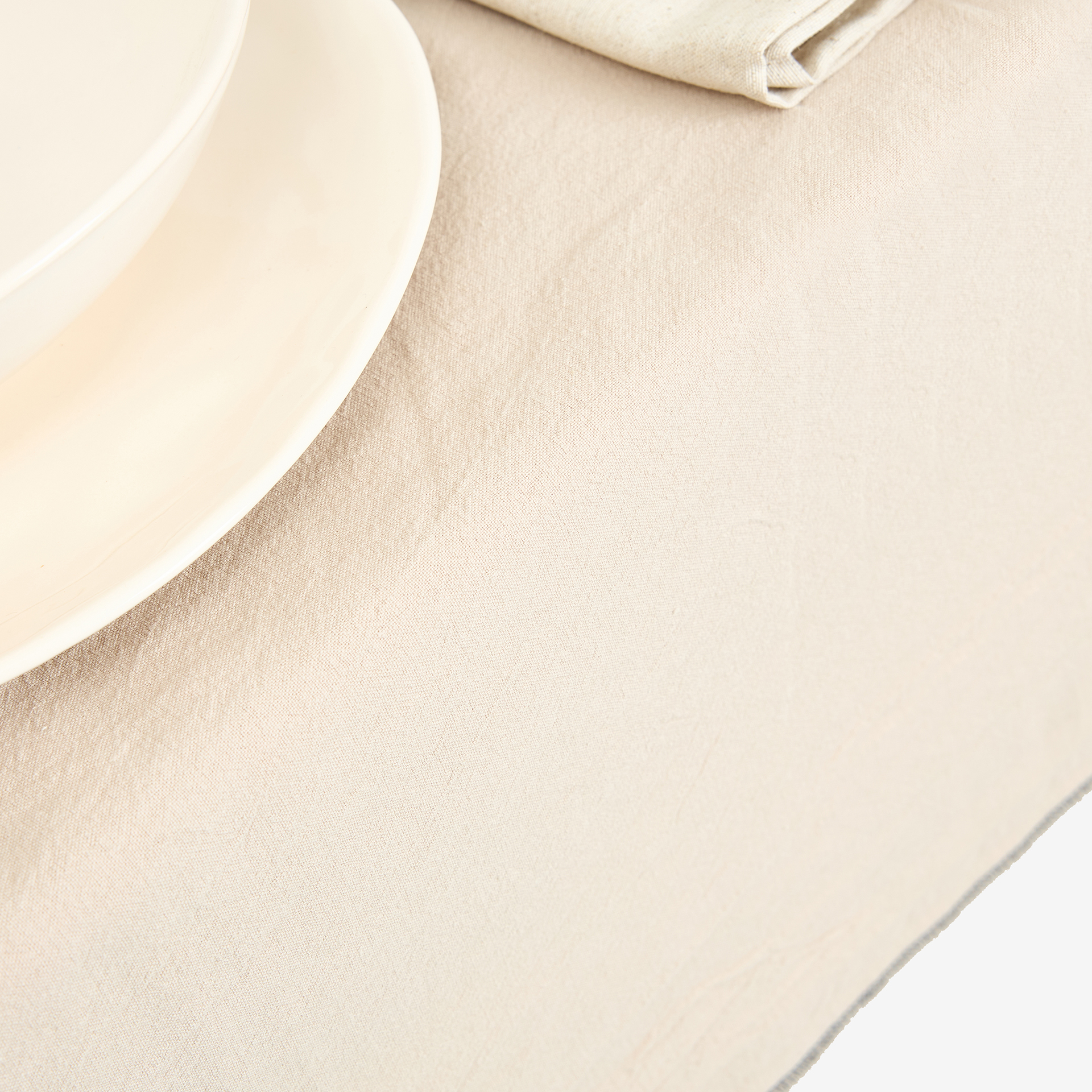 Mantel de algod&oacute;n con flecos beige 140x145cm