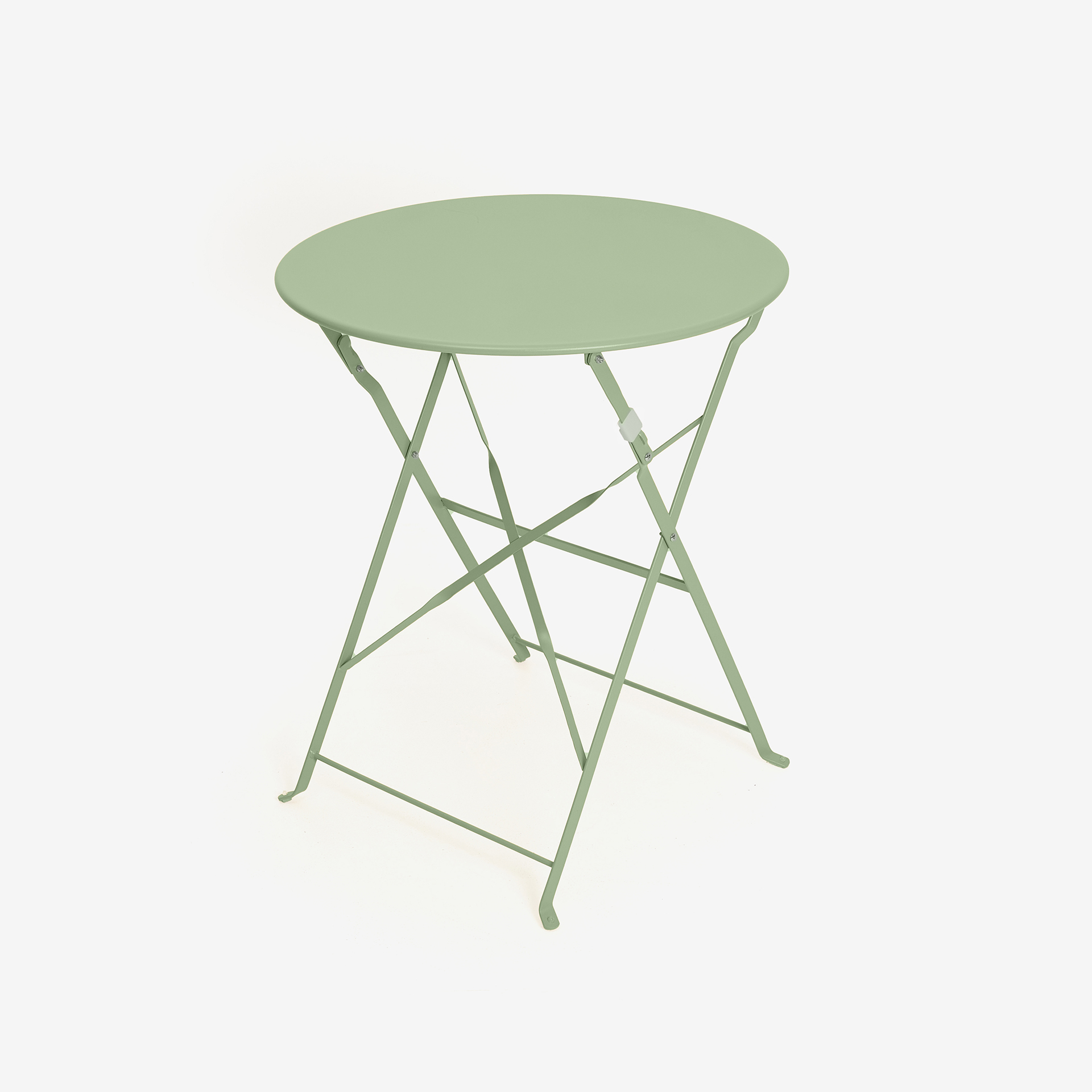 Set de jard&iacute;n de mesa y 2 sillas de acero verde Bistro