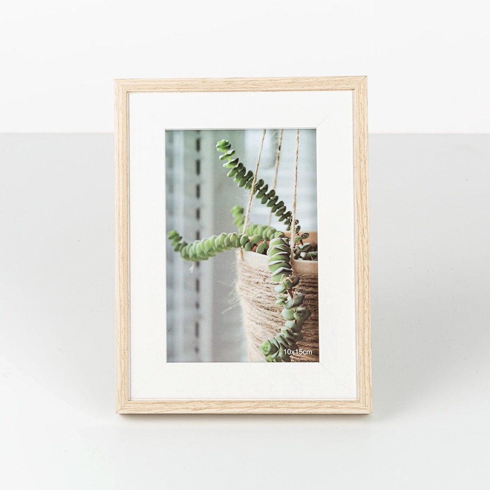 Marco de fotos blanco y natural Obi 10x15cm