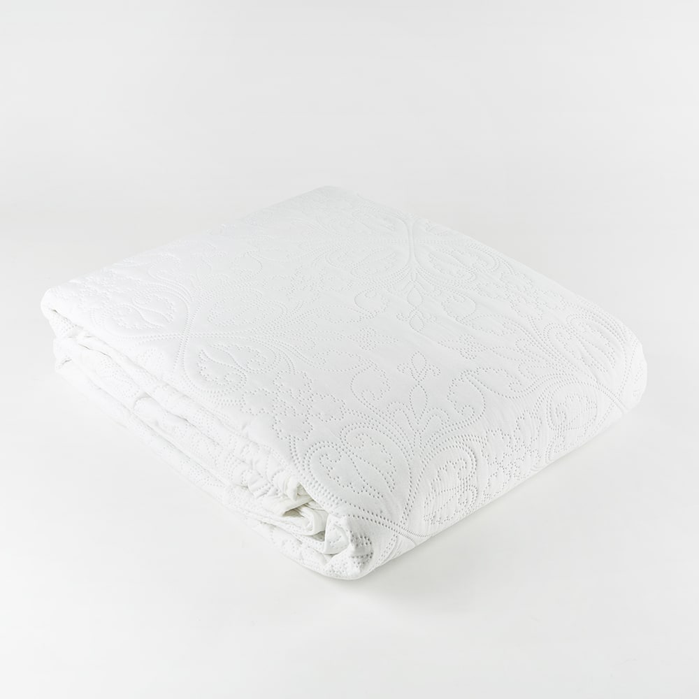 Colcha 240x260cm y 2 fundas de cojín color marfil