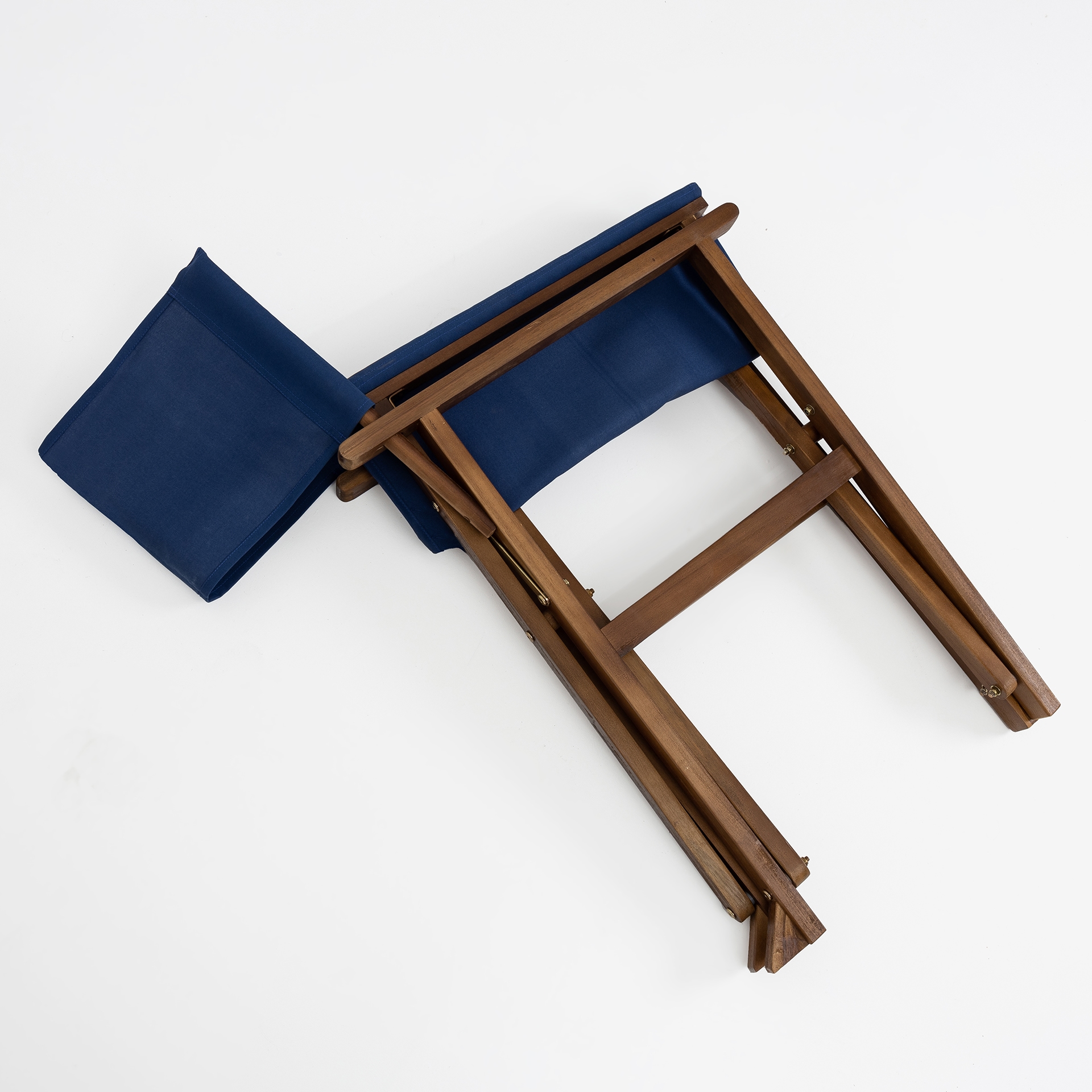 Silla plegable director de jardín azul de madera de acacia 90x56x52 cm