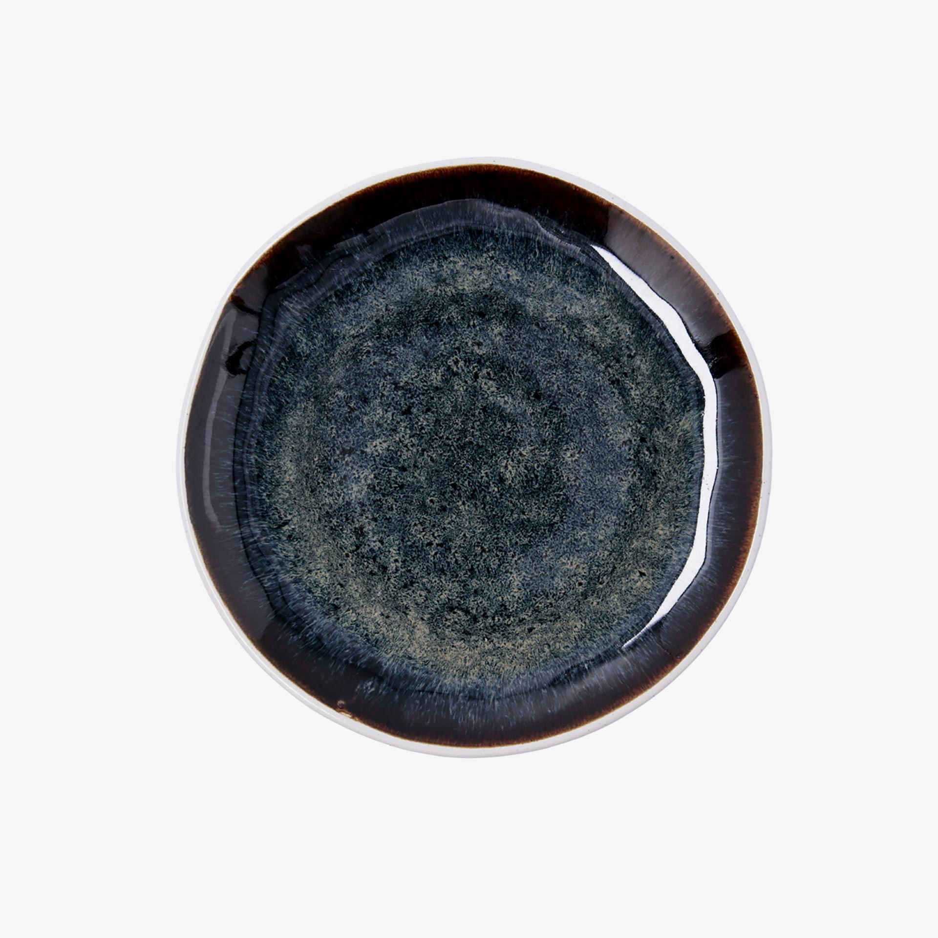 Plato de postre marr&oacute;n de porcelana Nero &Oslash;20cm