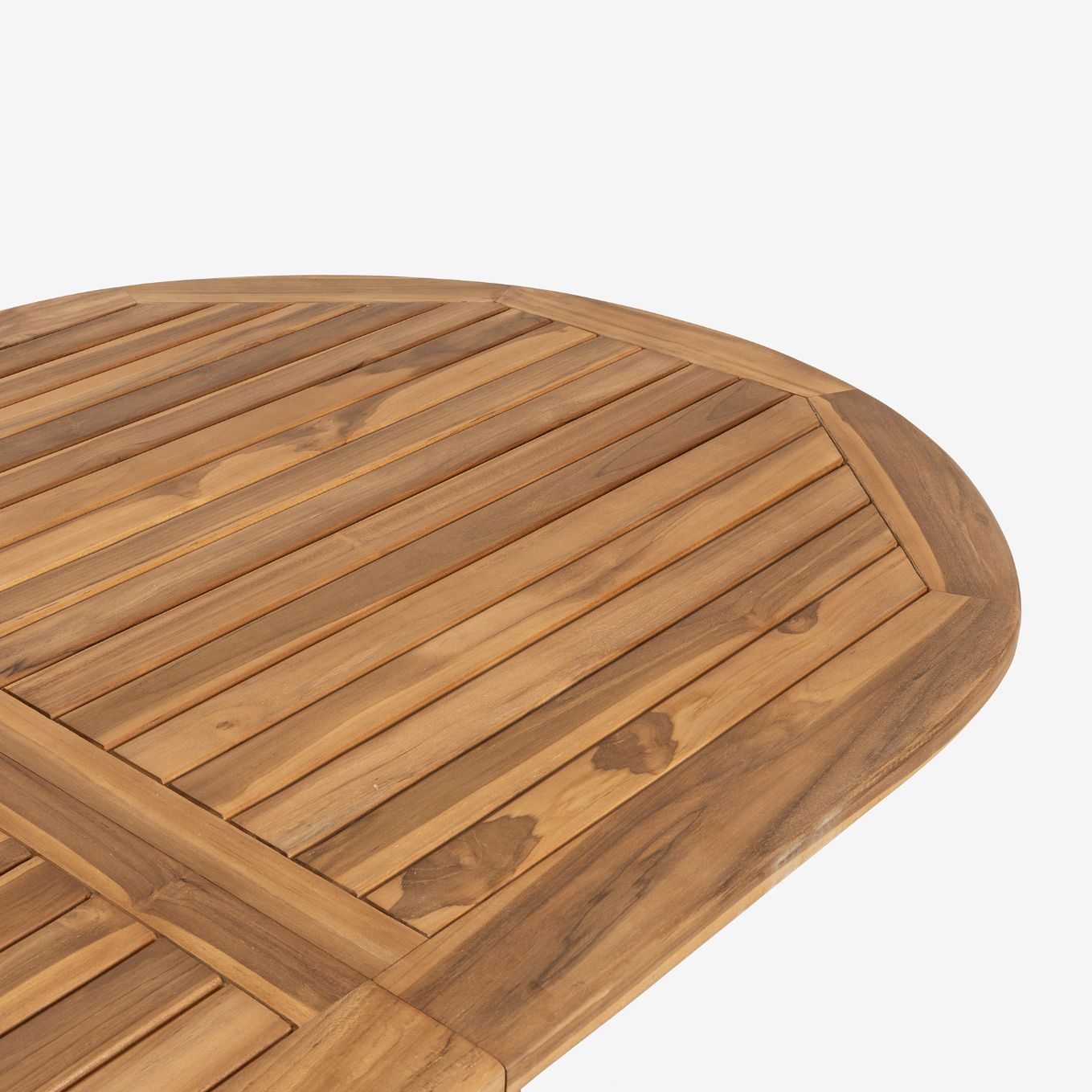 Mesa ovalada extensible de madera de teca 240/180x100x75cm