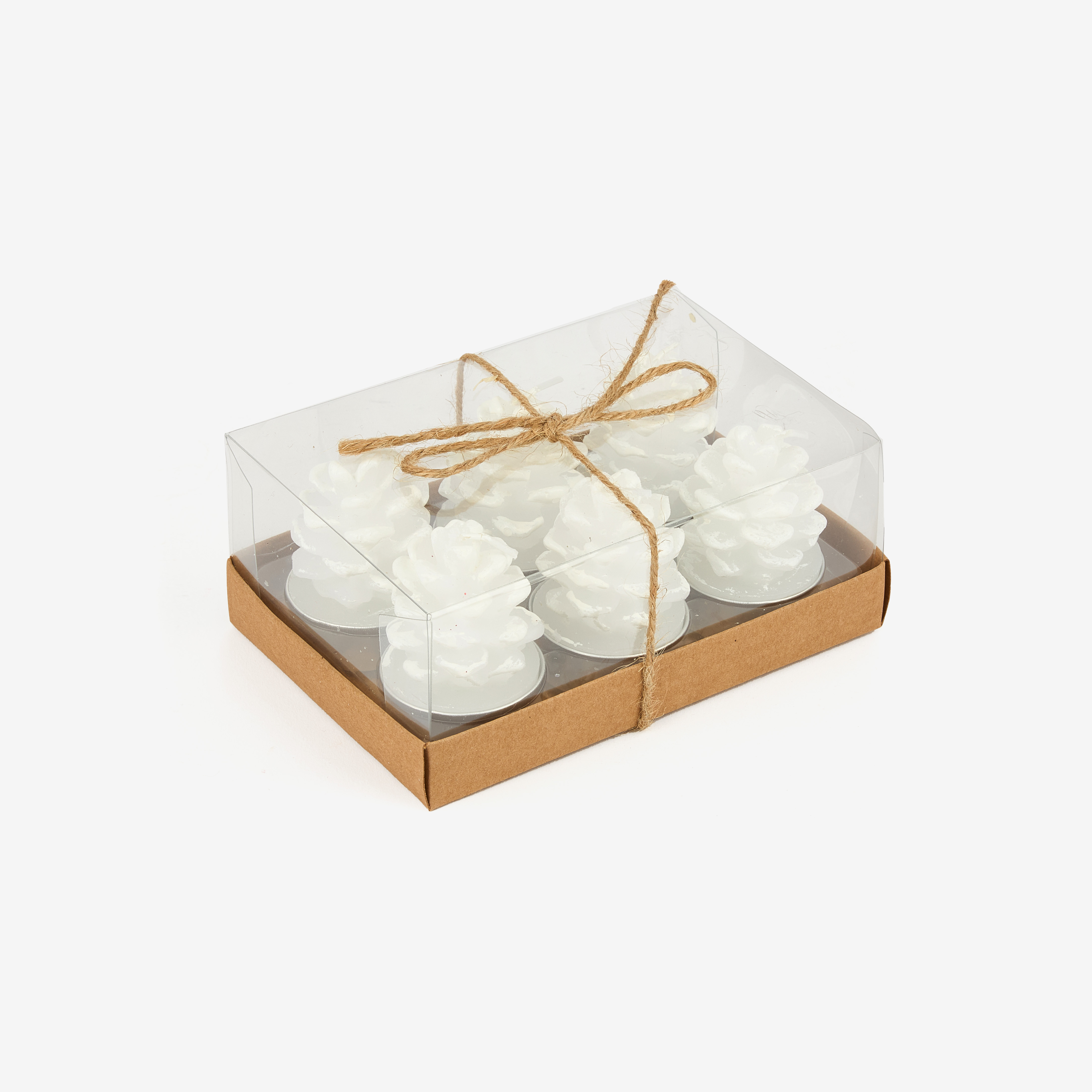Set de 6 velas tealight piña blancas