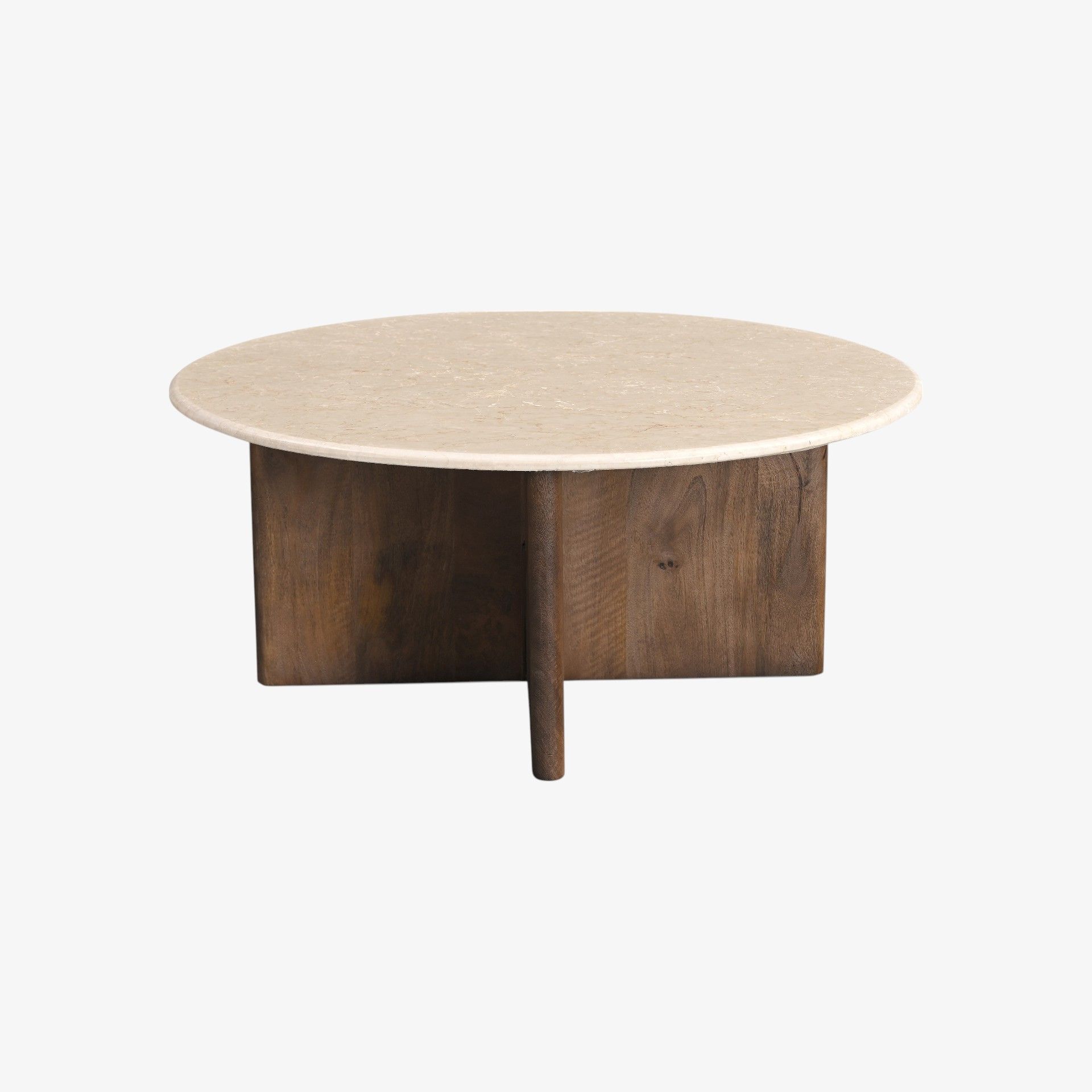 Mesa de centro de madera de mango y mármol Kioto Ø90x38cm