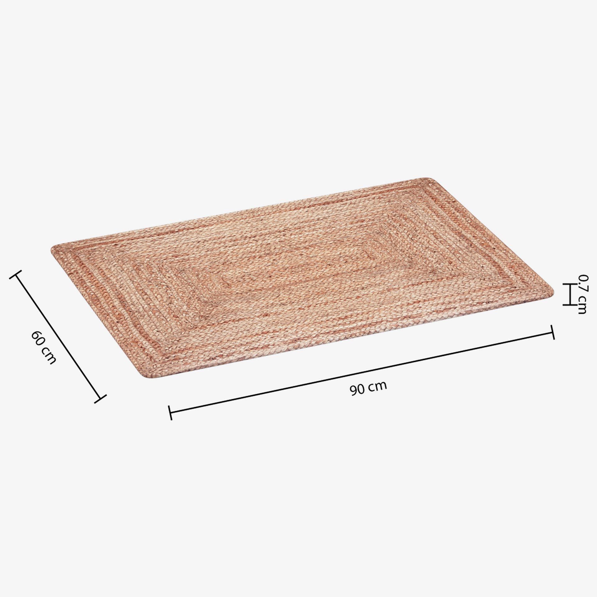 Alfombra de yute natural beige 60x90cm