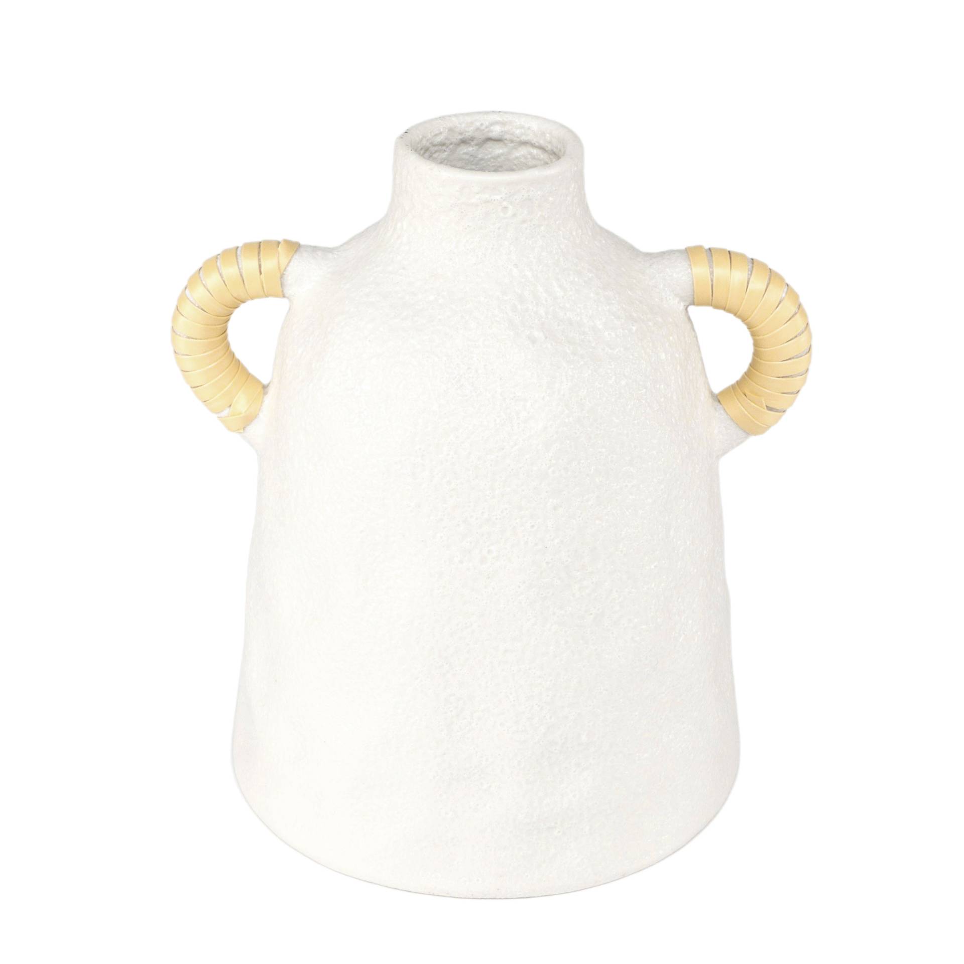 Jarr&oacute;n con asas cer&aacute;mica blanco 17cm