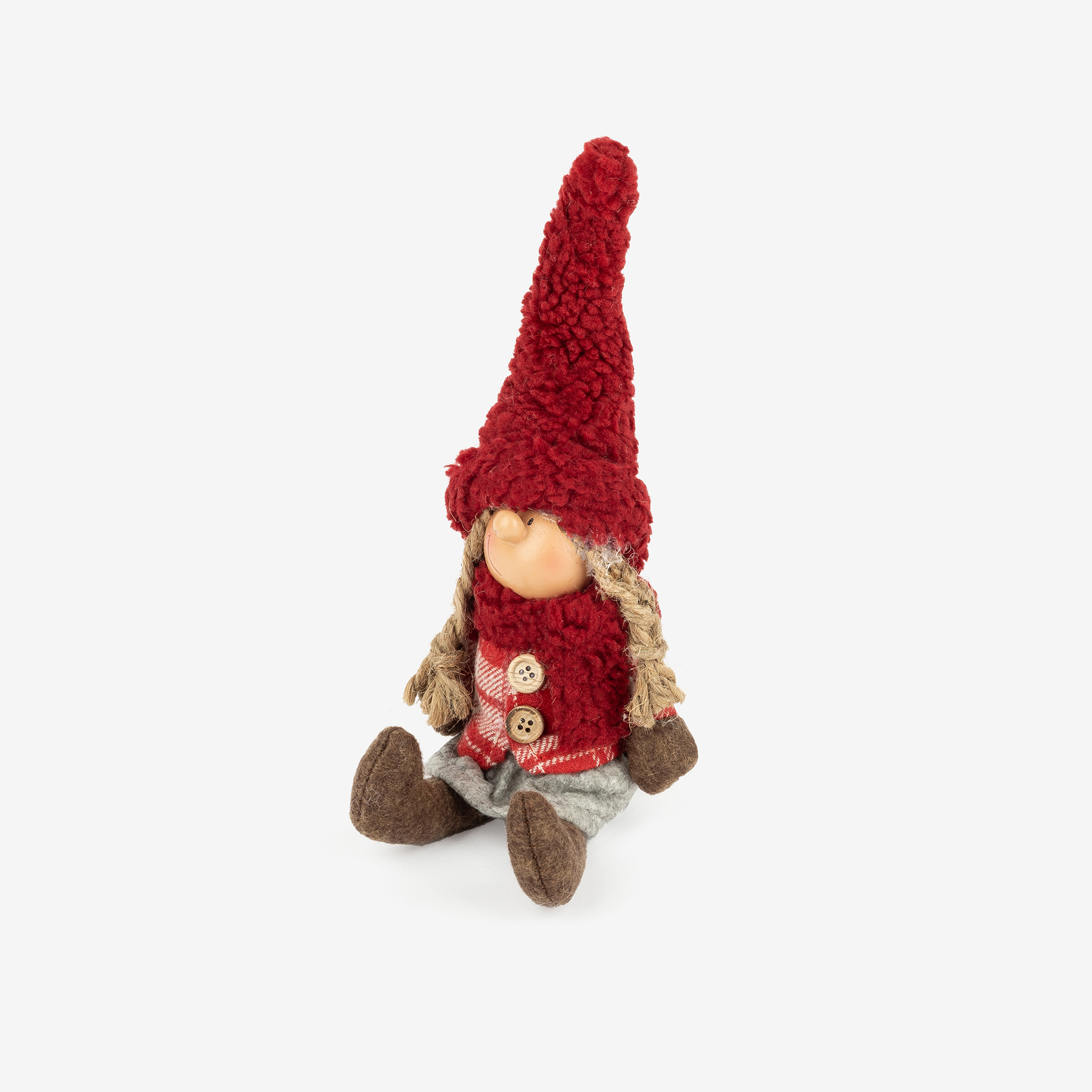 Figura decorativa Muñeca sentada con gorro 28cm