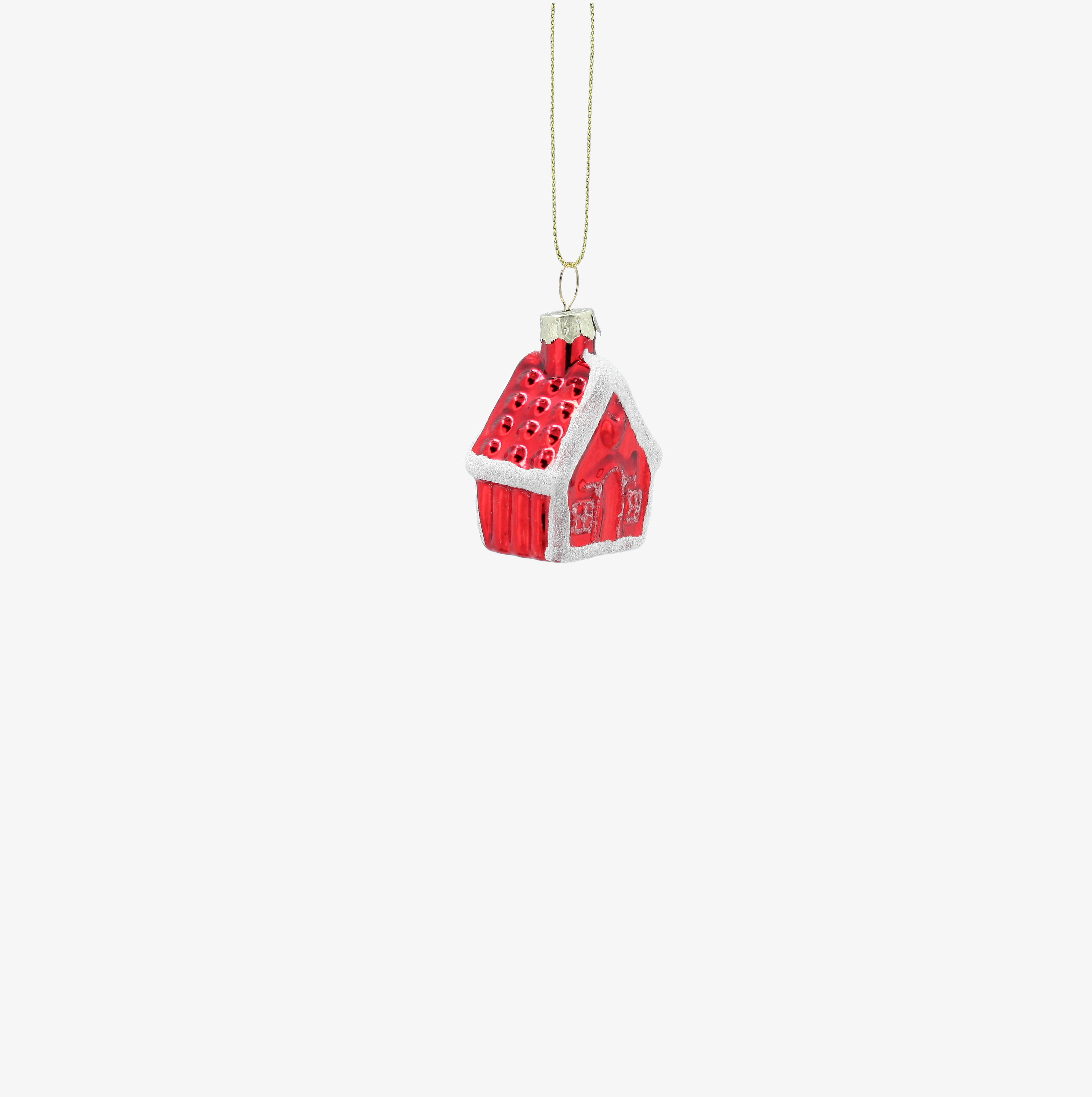 Adorno colgante de casita roja de cristal 8cm