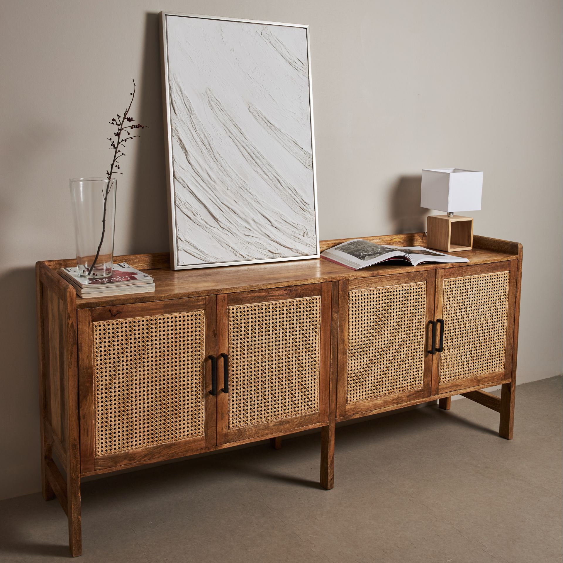 Aparador de madera de mango Merlin 180x42x82cm Clau&Chloe