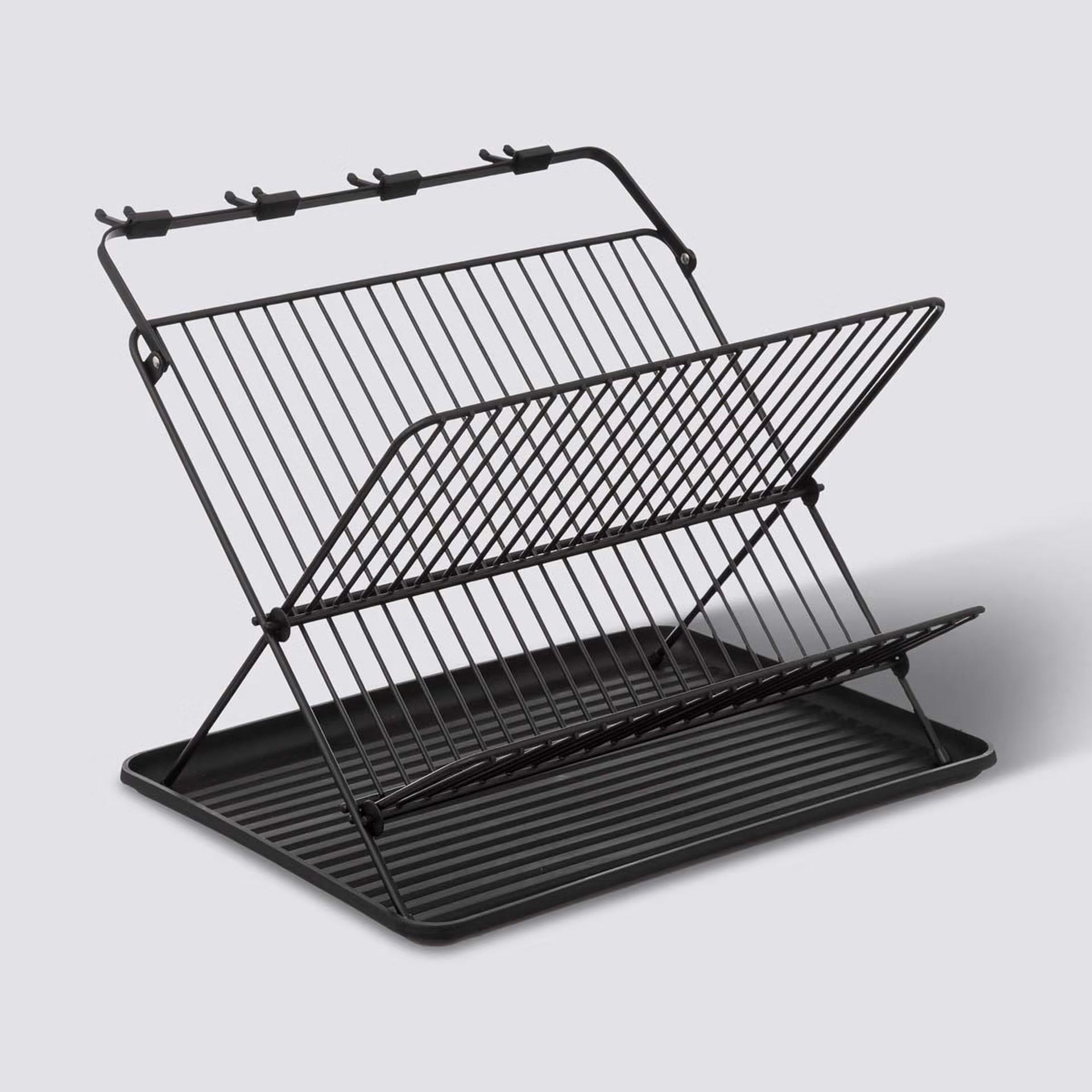 Escurreplatos plegable Foldix de metal negro 43,5x40,5cm