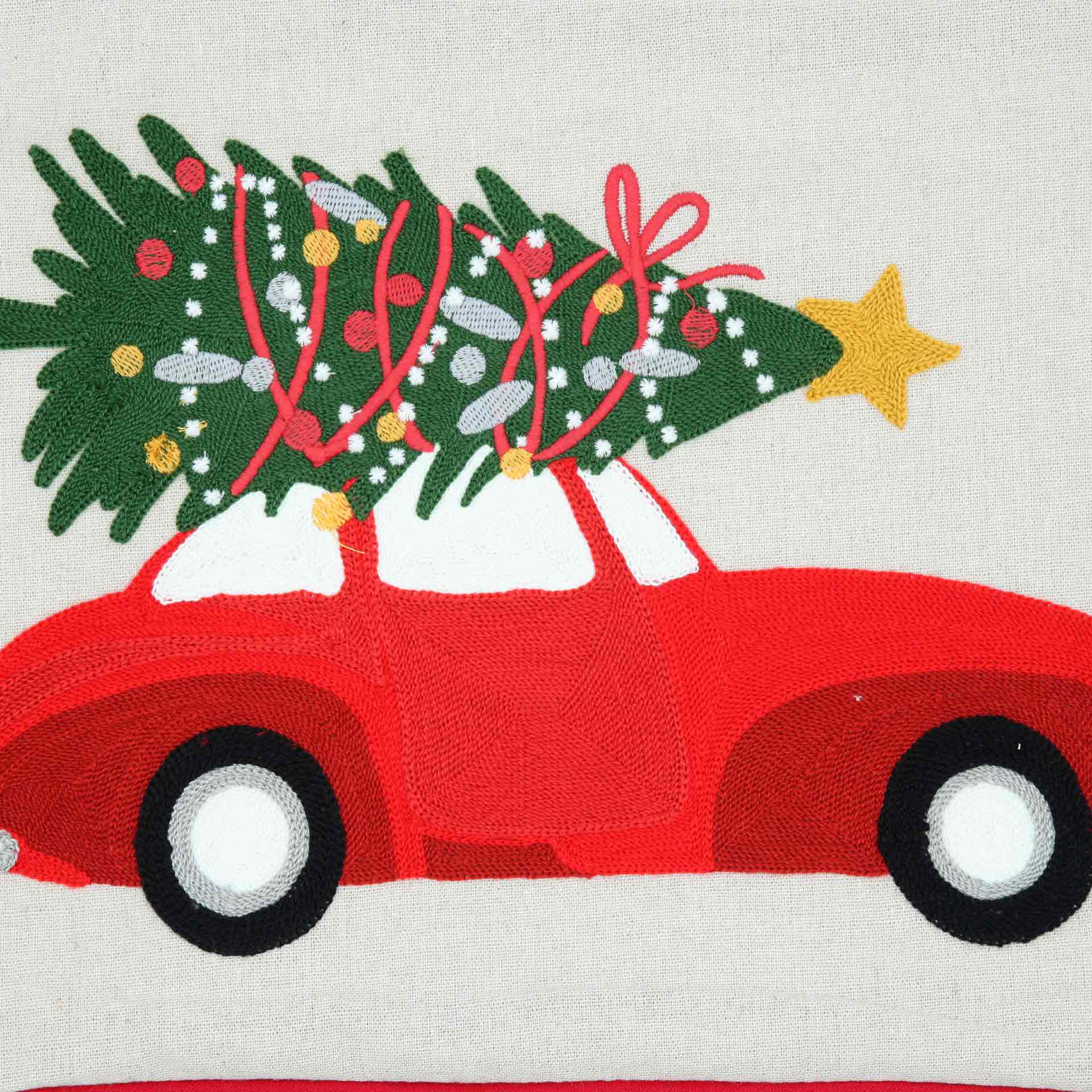 Funda de coj&iacute;n coche con &aacute;rbol 45x45cm
