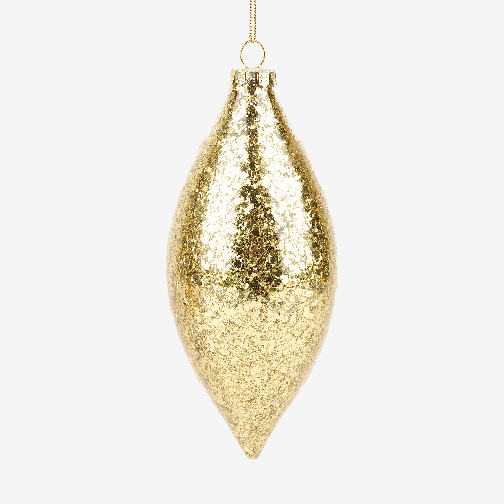 Bola decorativa de cristal purpurina dorada L&aacute;grima