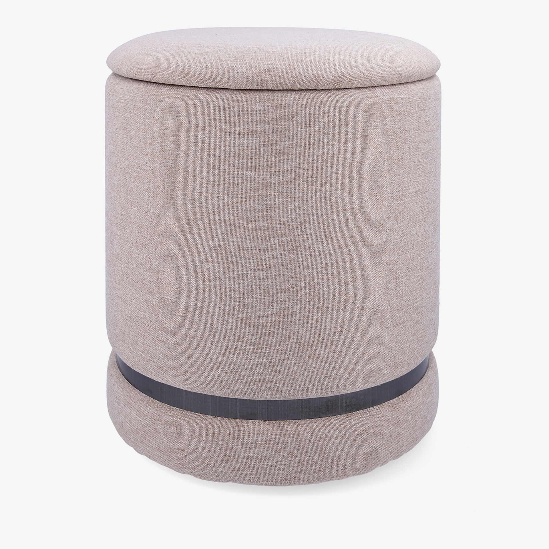 Puff redondo beige 32x40 Bambu