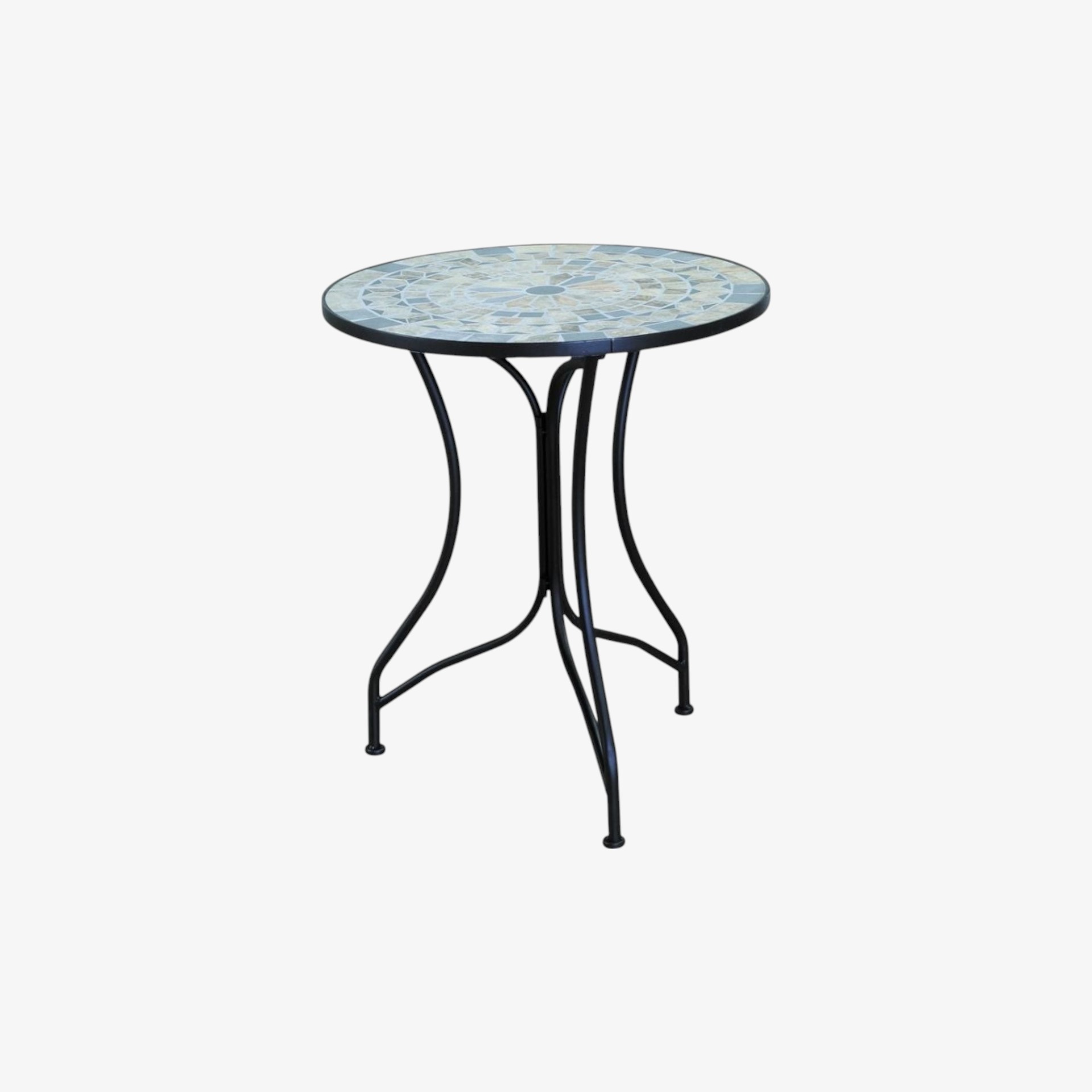 Mesa de jard&iacute;n de metal y cer&aacute;mica Mosaico Grey &Oslash;60cm