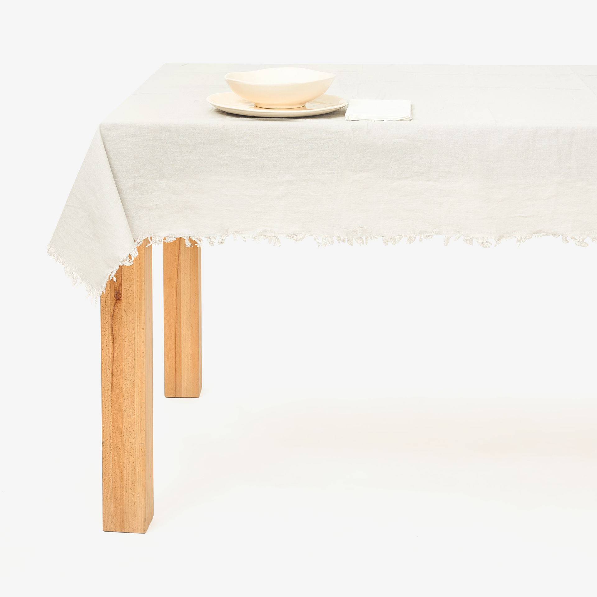 Mantel de algodón gris Flecos 140x140cm