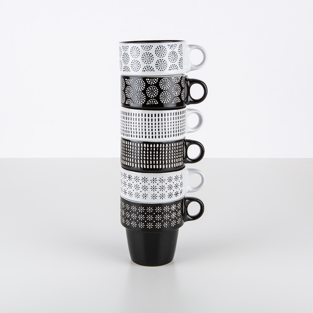 Set de 6 tazas apilables con soporte
