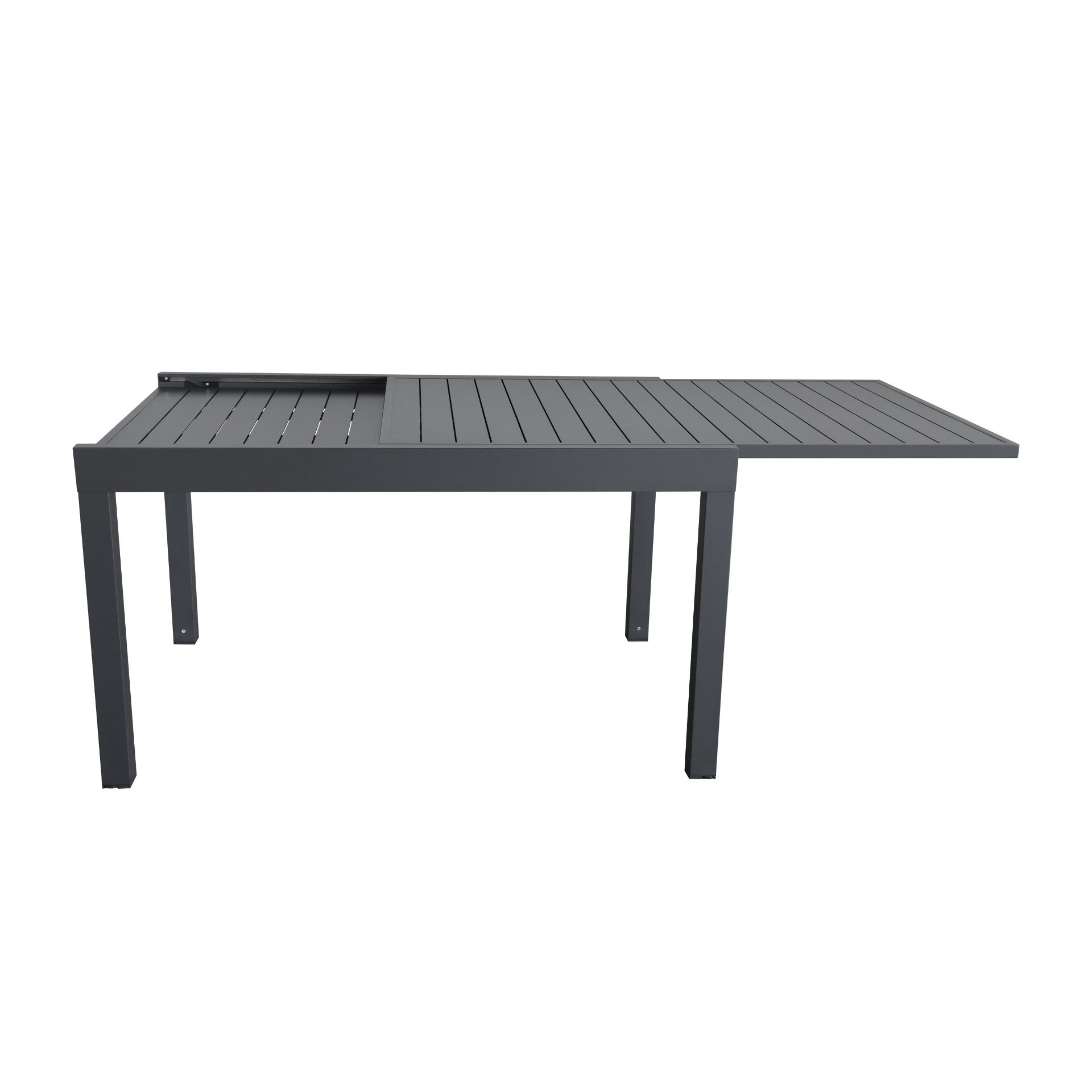 Mesa de jard&iacute;n extensible de aluminio gris Nijar 135/270x90x76cm
