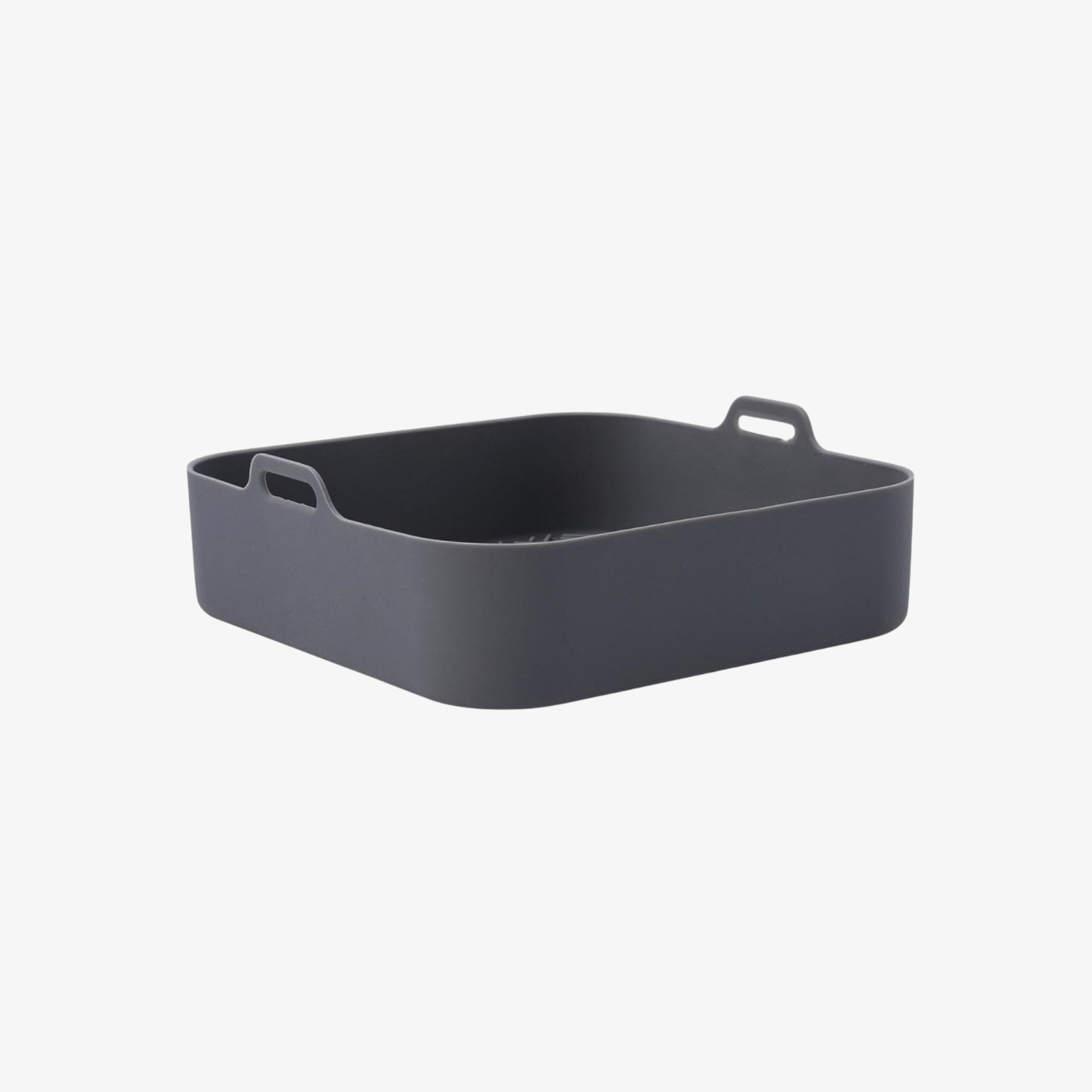 Cesta cuadrada de silicona gris para freidora de aire 22x22x9cm