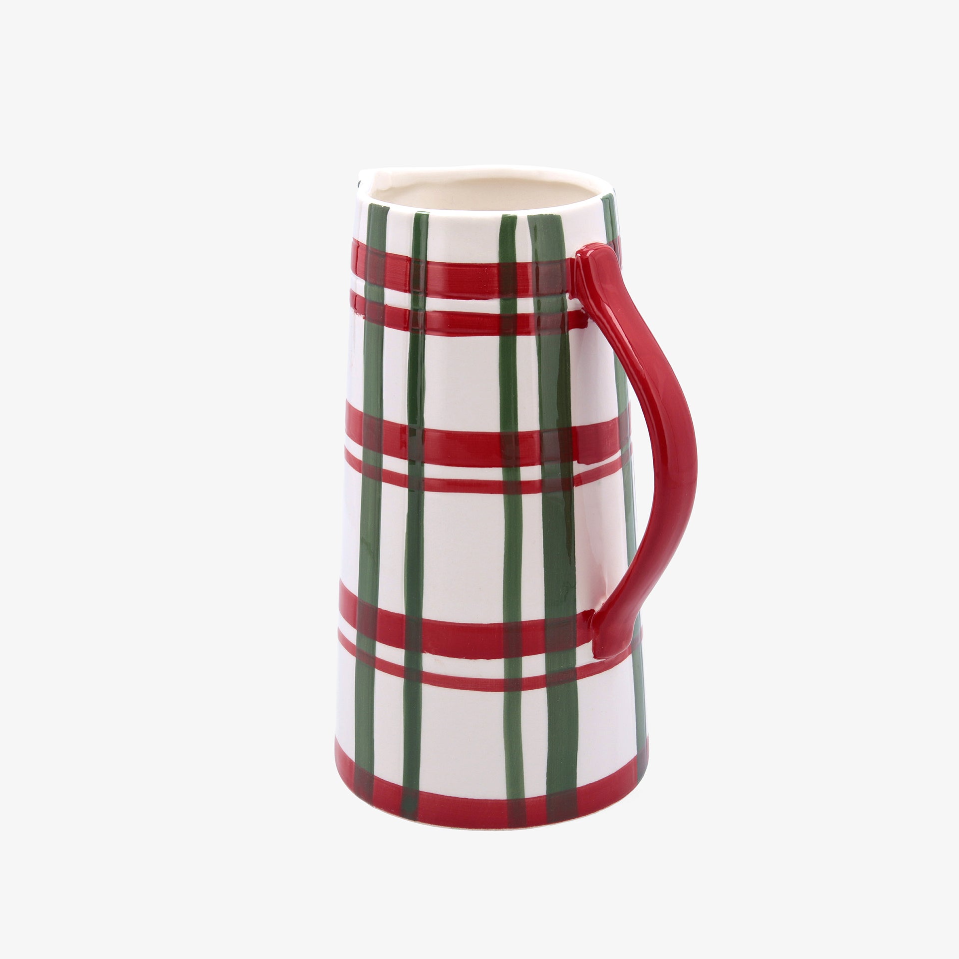 Jarra de dolomita a cuadros verde y rojo 22cm Clau&Chloe