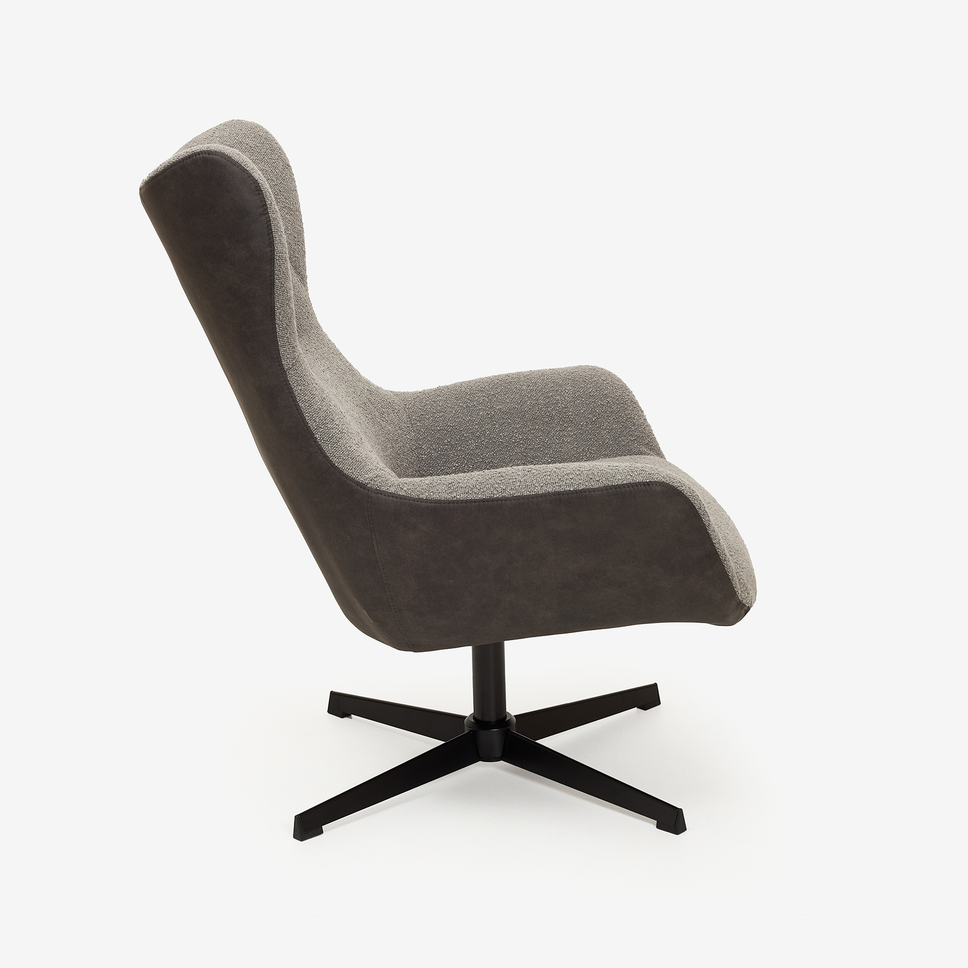 Butaca giratoria gris con puf Brida 86x80x102cm Clau&Chloe