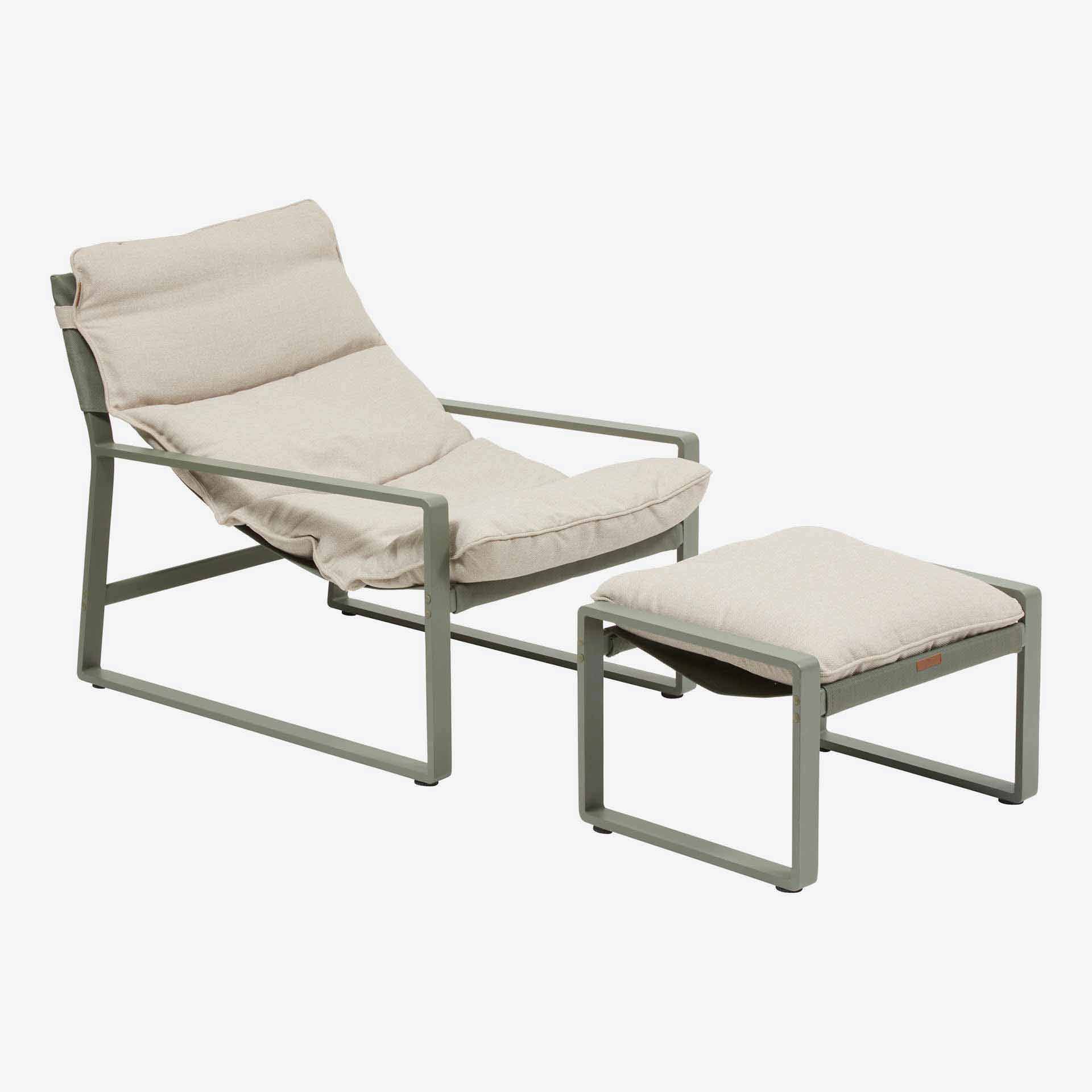 Sillon reclinable de jard&iacute;n de aluminio verde Lambor 151x69x73cm