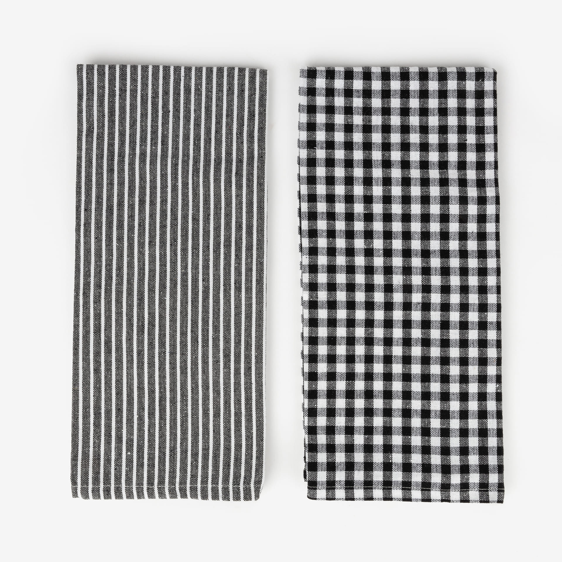 Set 2 paños rayas negro Bakou 50x70cm