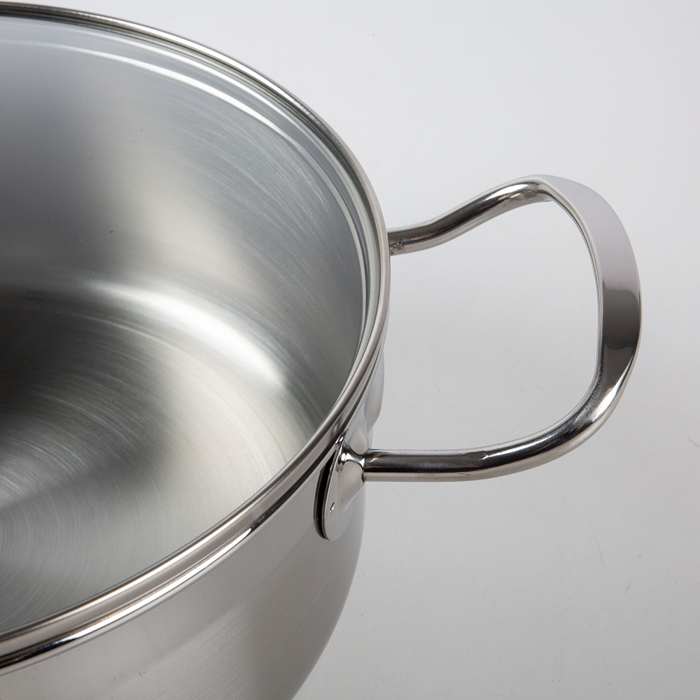 Cacerola de acero inoxidable con tapa de cristal apta para inducci&oacute;n Profesional &Oslash;22cm - BRA