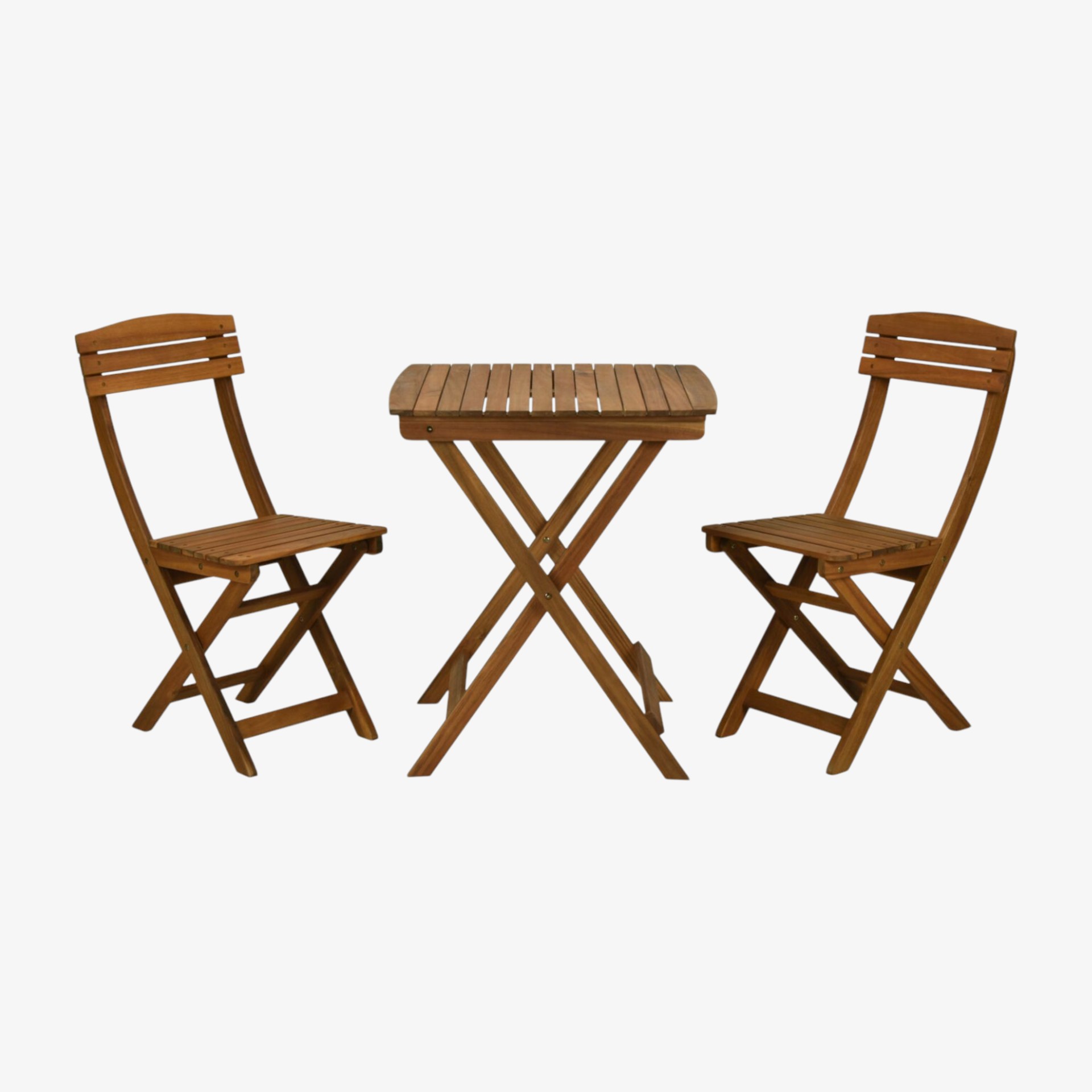 Set de jardín plegable de mesa y 2 sillas de madera de acacia Bistro