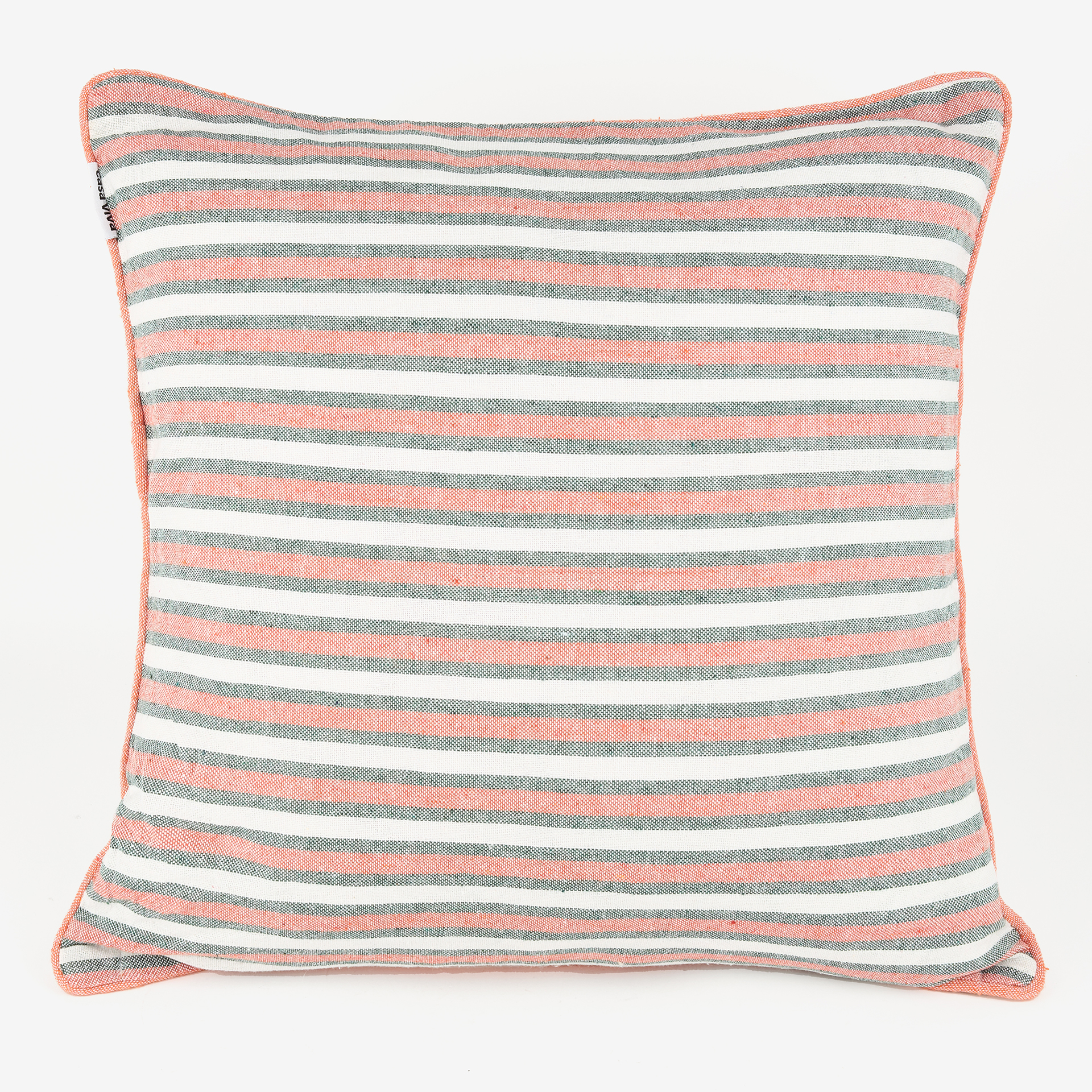 Funda de cojín de algodón rayas naranja y verde Marita 45x45cm