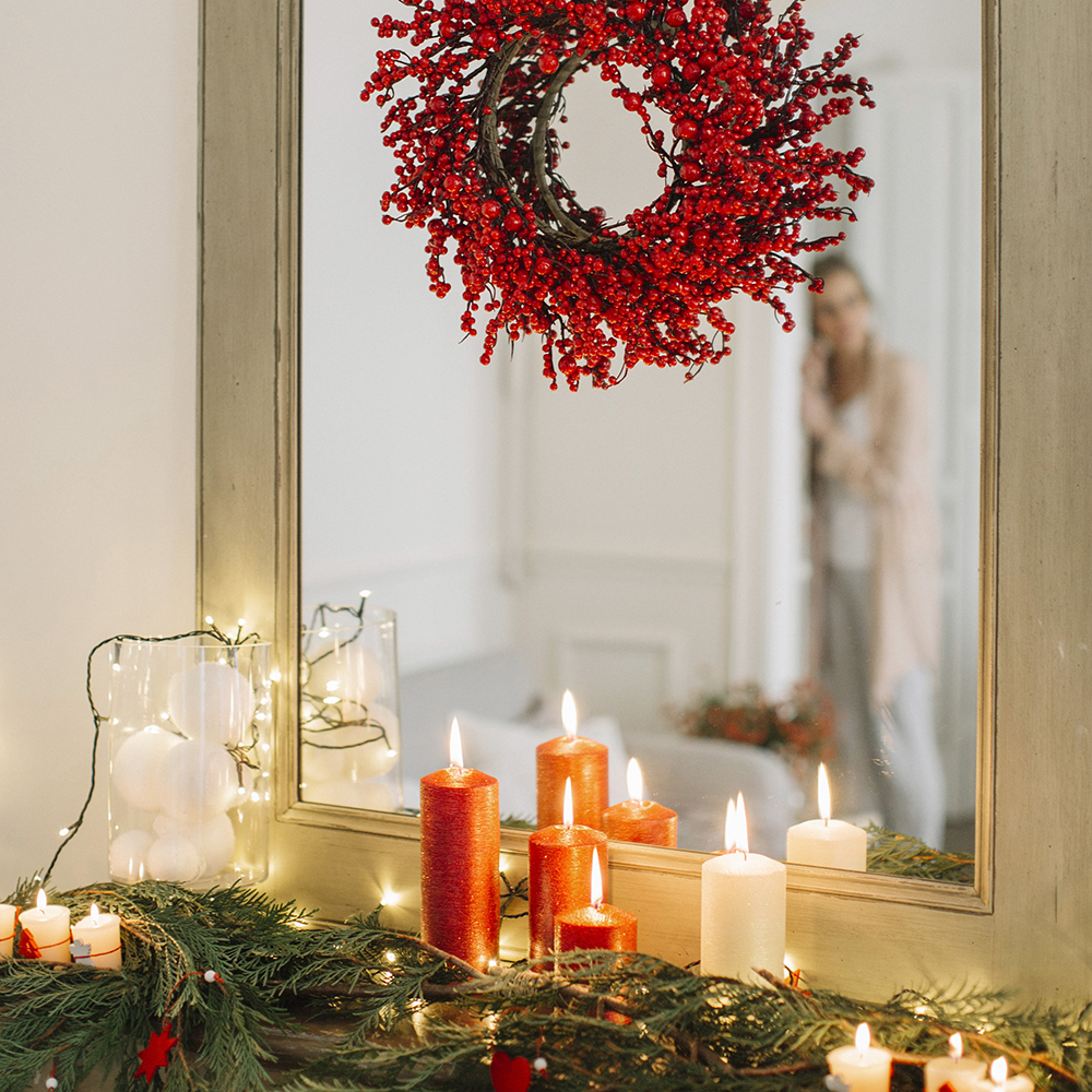 Vela decorativa pilar rojo Ø7x15cm