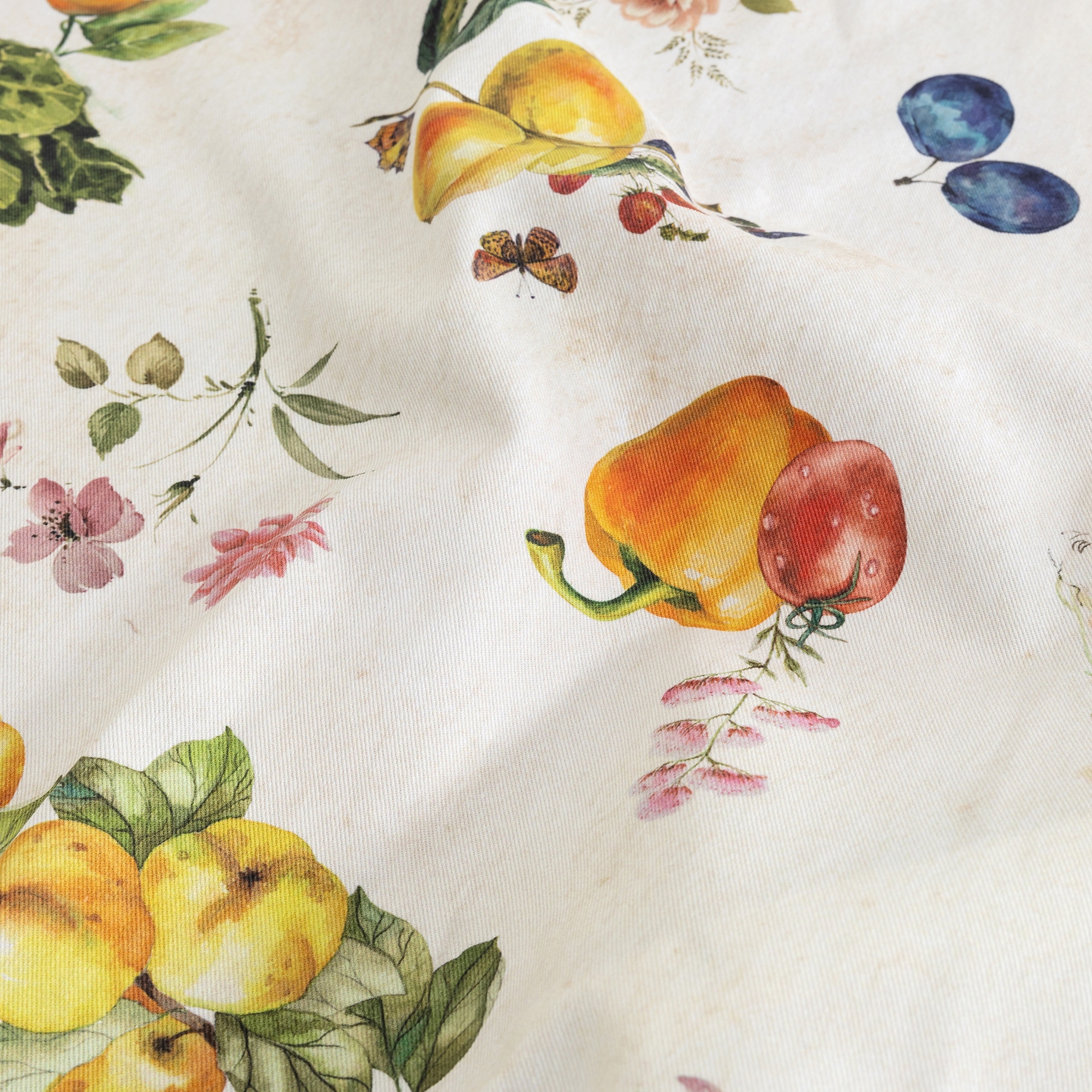 Mantel de algod&oacute;n Verduras 150x150cm