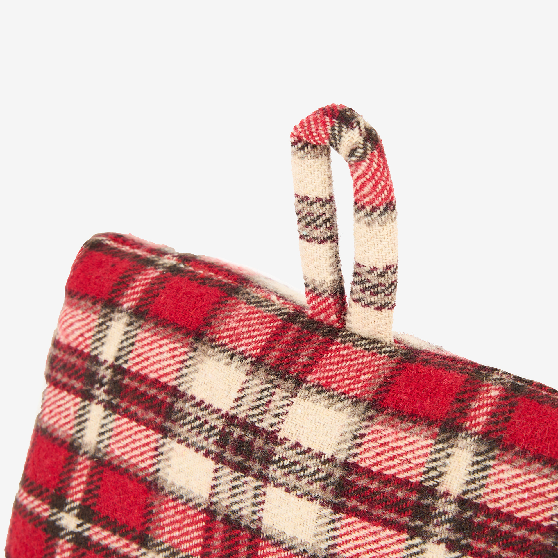 Tope de puerta de algodón cuadros rojos 18x10x17cm