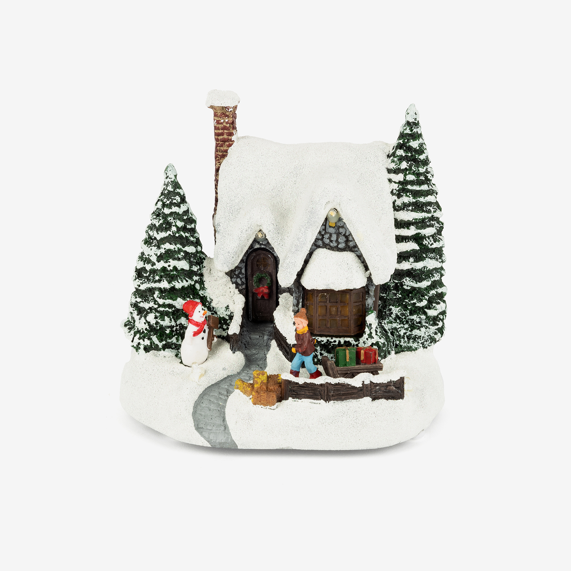 Figura decorativa con luz LED Casita nevada 17x14x15,5cm