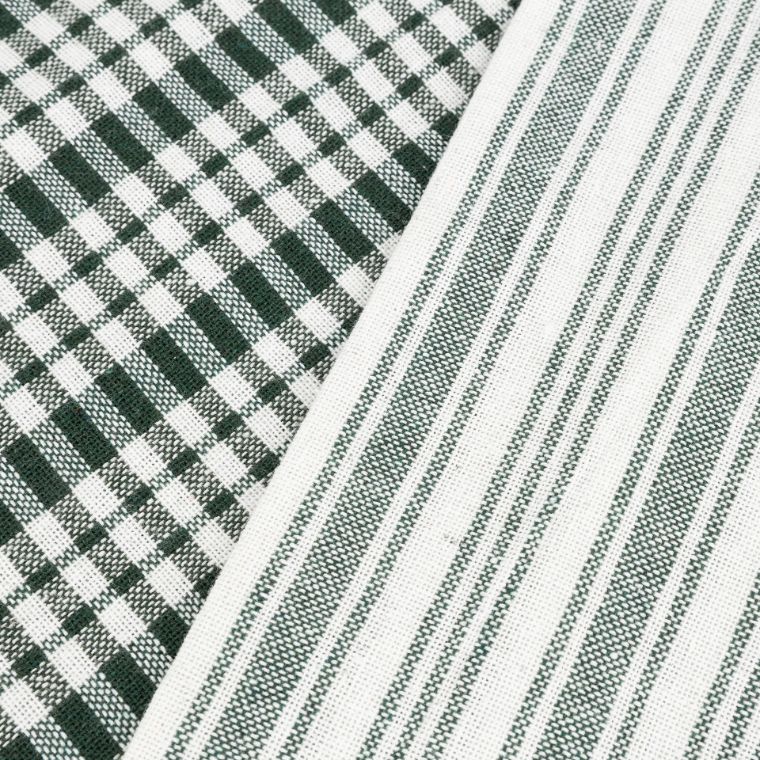 Set de 2 paños de algodón con rayas verde Midson45x65cm