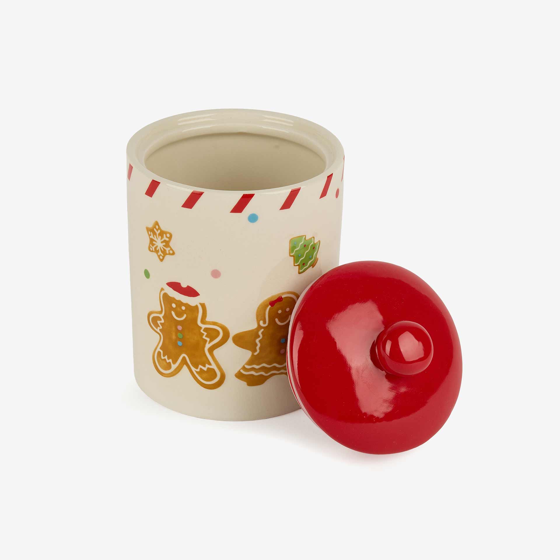 Tarro de cer&aacute;mica con galleta de jengibre &Oslash;12x18cm